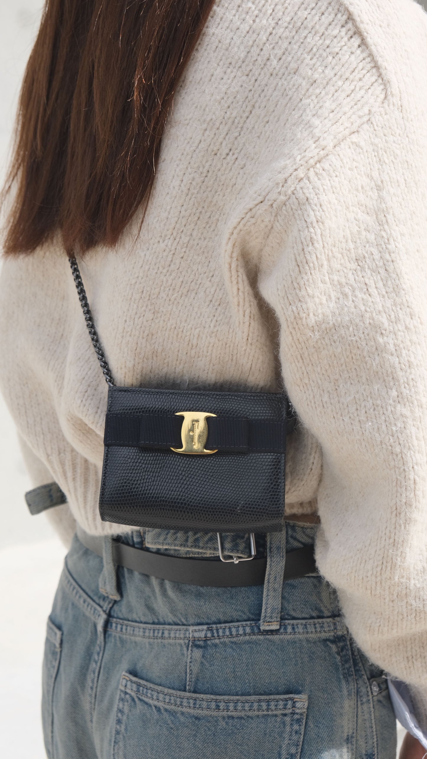 Ferragamo 蝴蝶結小包 側背袋 手提袋 送肩帶