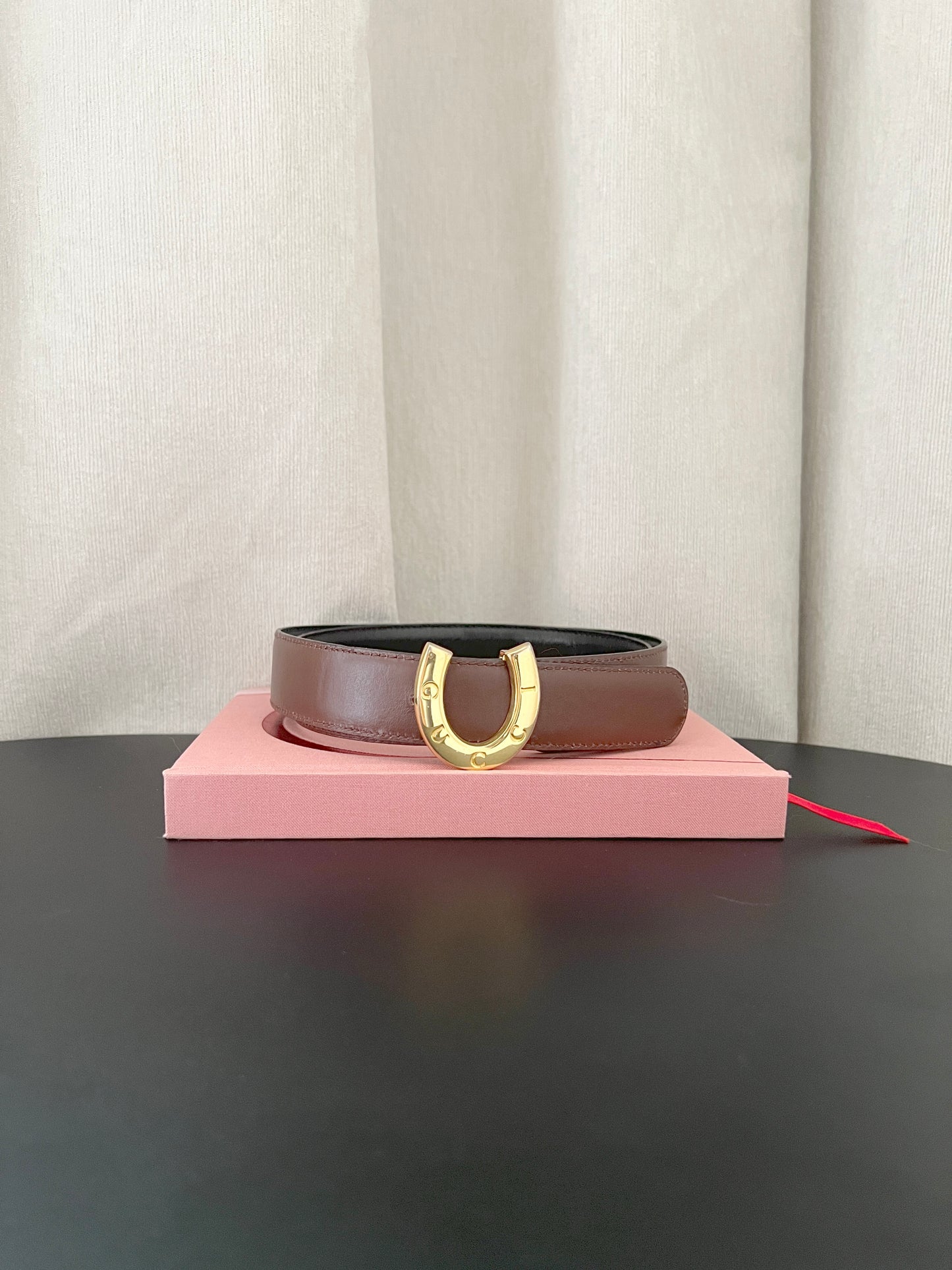 Gucci馬蹄金色皮帶扣罕有雙面啡黑色皮帶 日本中古二手Vintage