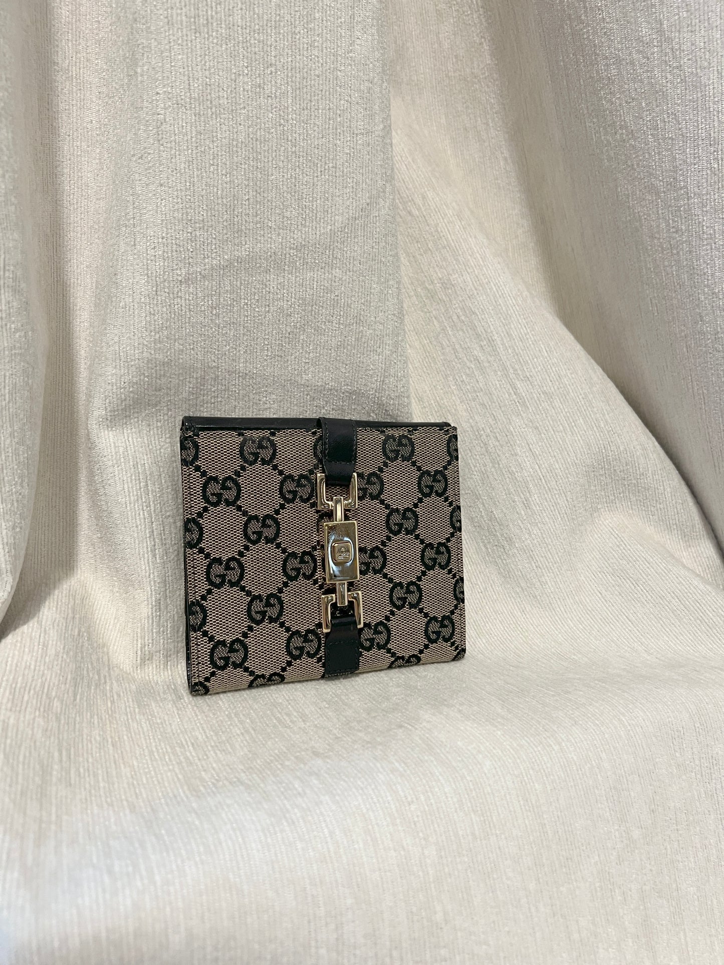 Gucci黑色老花中古錢包短夾 連散子包位置 日本中古二手Vintage