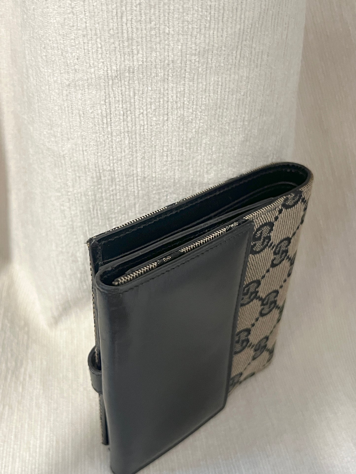 Gucci黑色老花中古錢包短夾 連散子包位置 日本中古二手Vintage