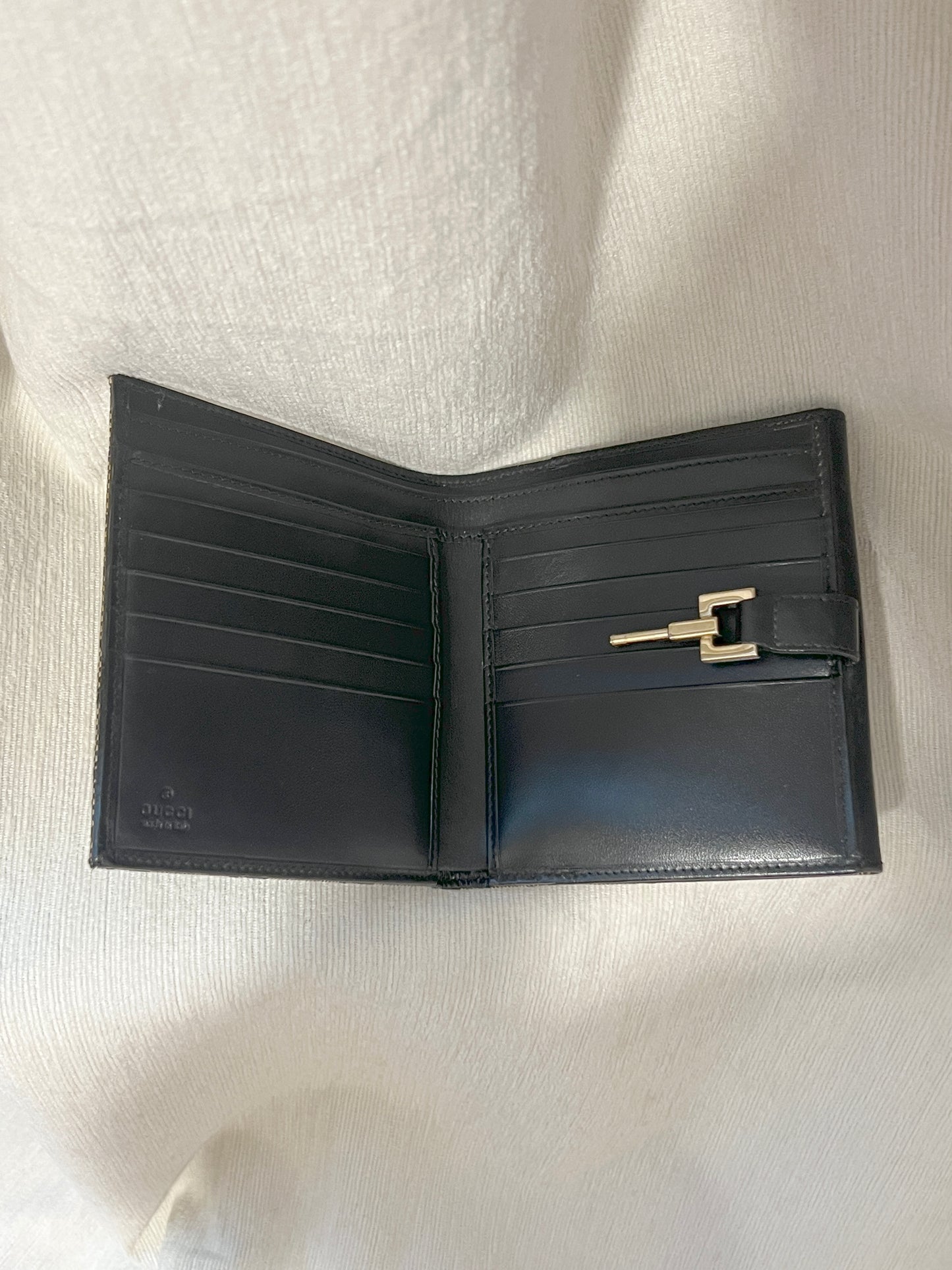 Gucci黑色老花中古錢包短夾 連散子包位置 日本中古二手Vintage