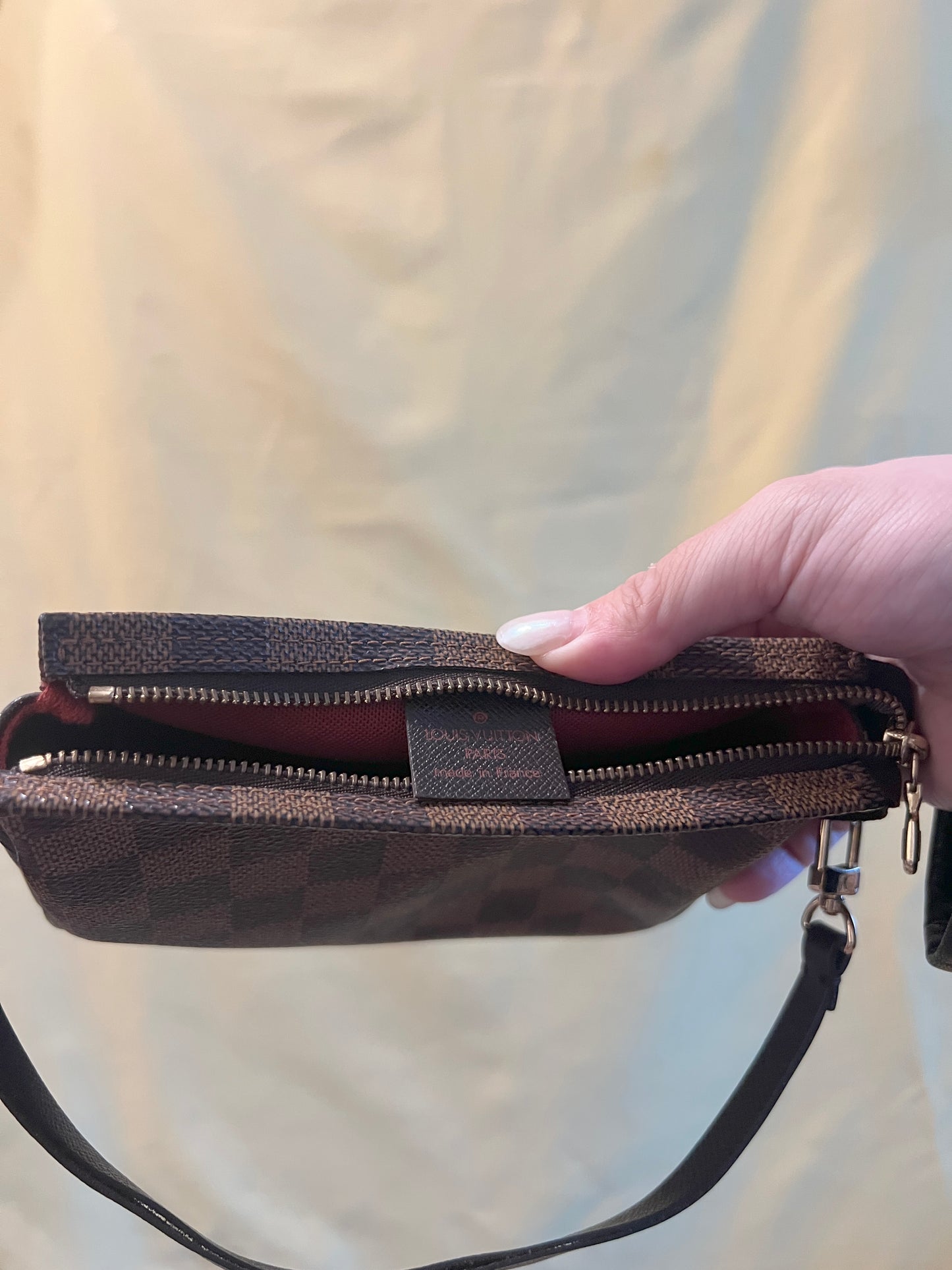 LV Damier Ebene Trousse Pochette Bag 棋盤格啡色中古方胖包
