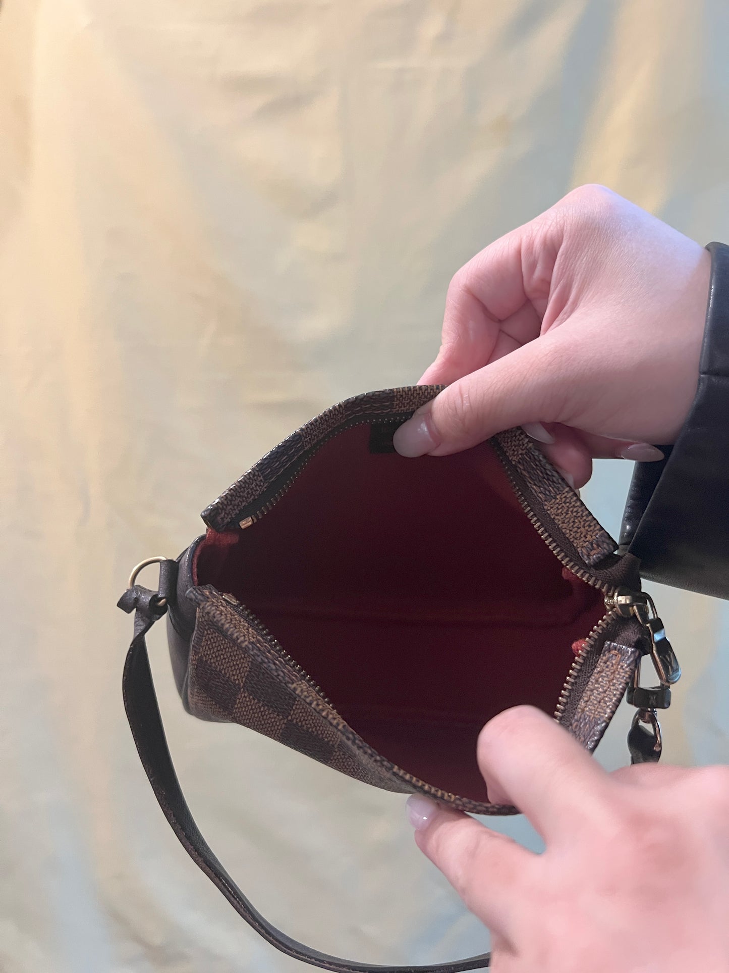 LV Damier Ebene Trousse Pochette Bag 棋盤格啡色中古方胖包