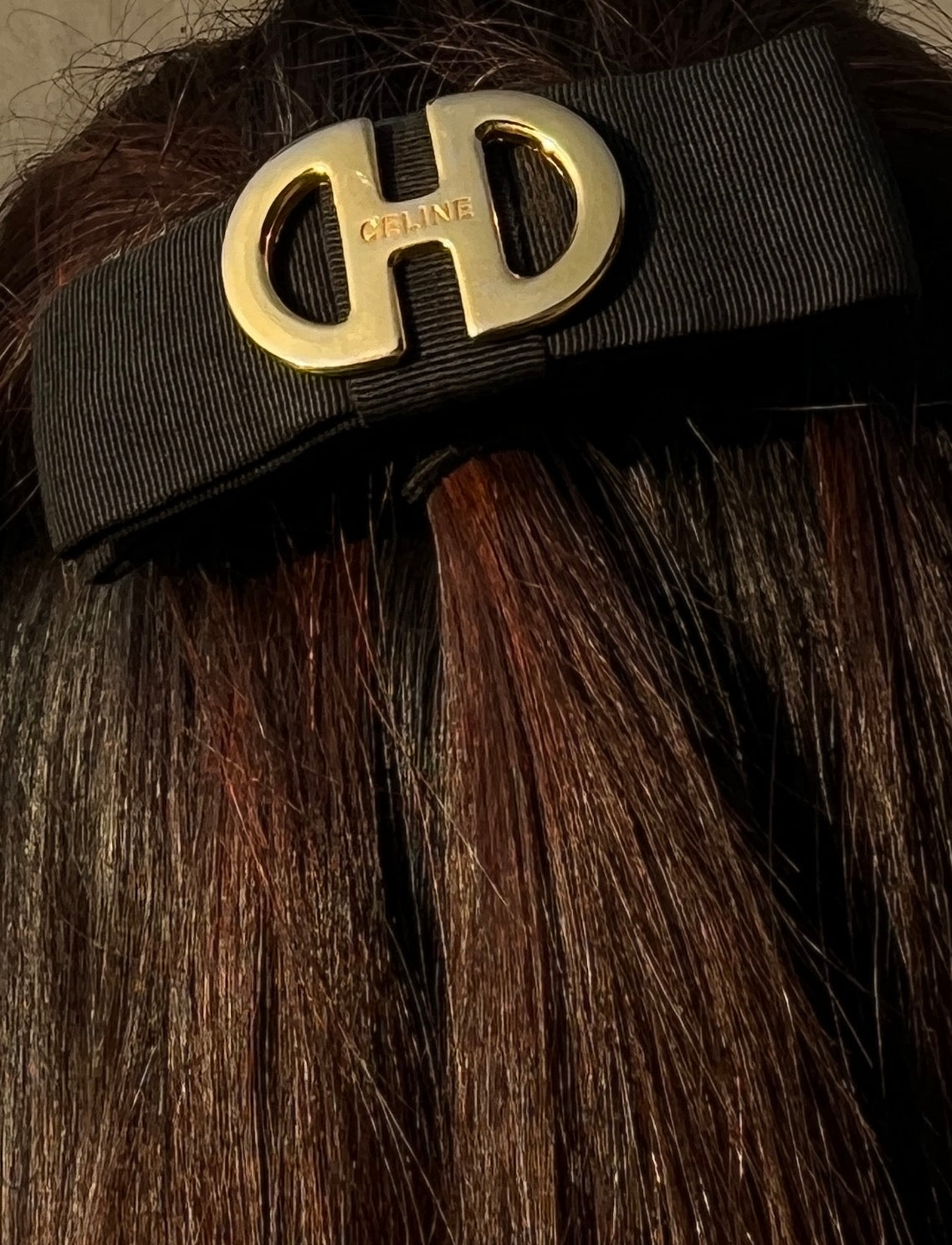 Celine 罕有氣質蝴蝶結金屬扣髮夾 VINTAGE