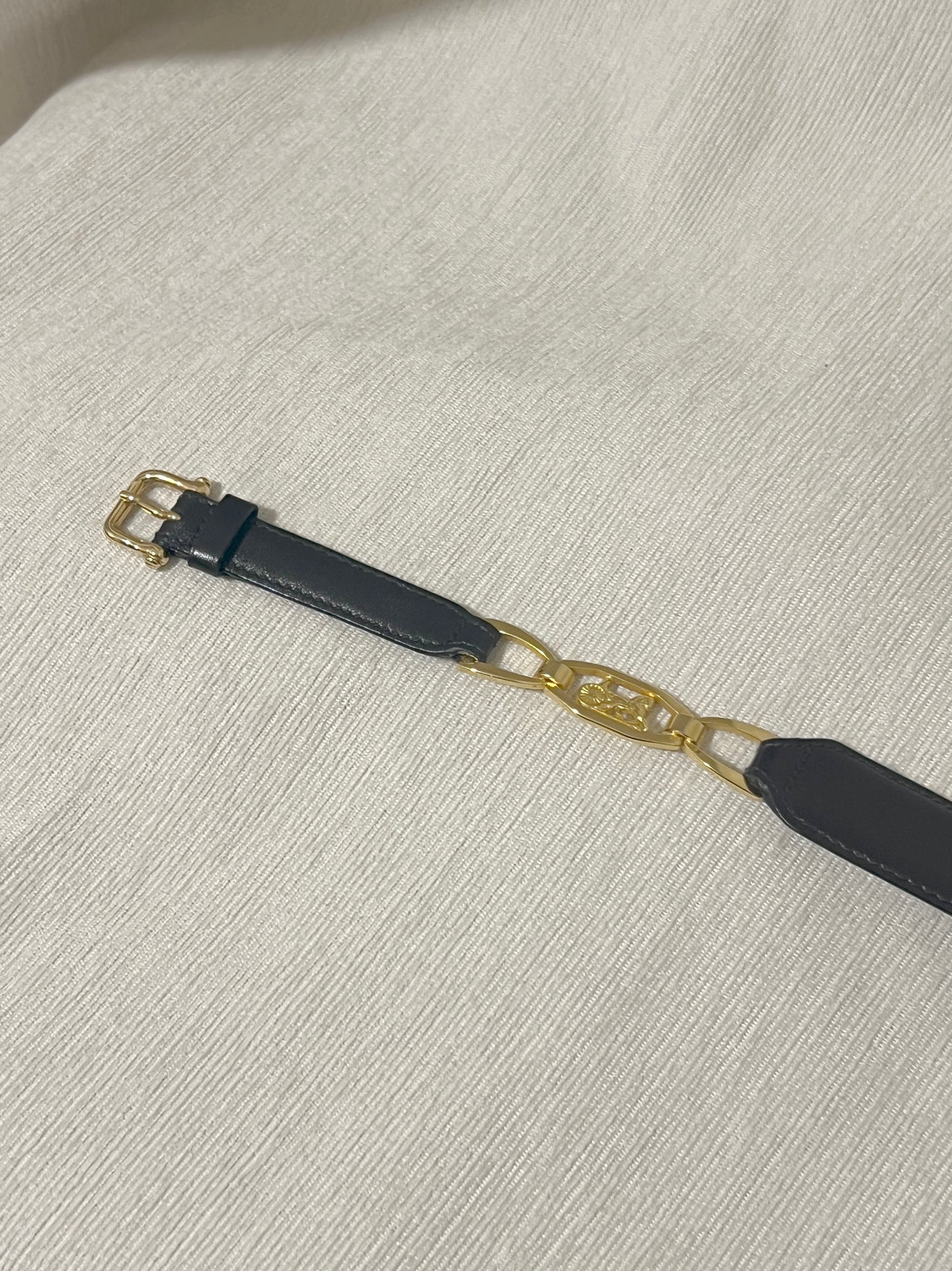 Celine稀有黑色皮帶金色馬車皮帶腰帶 日本中古Vintage