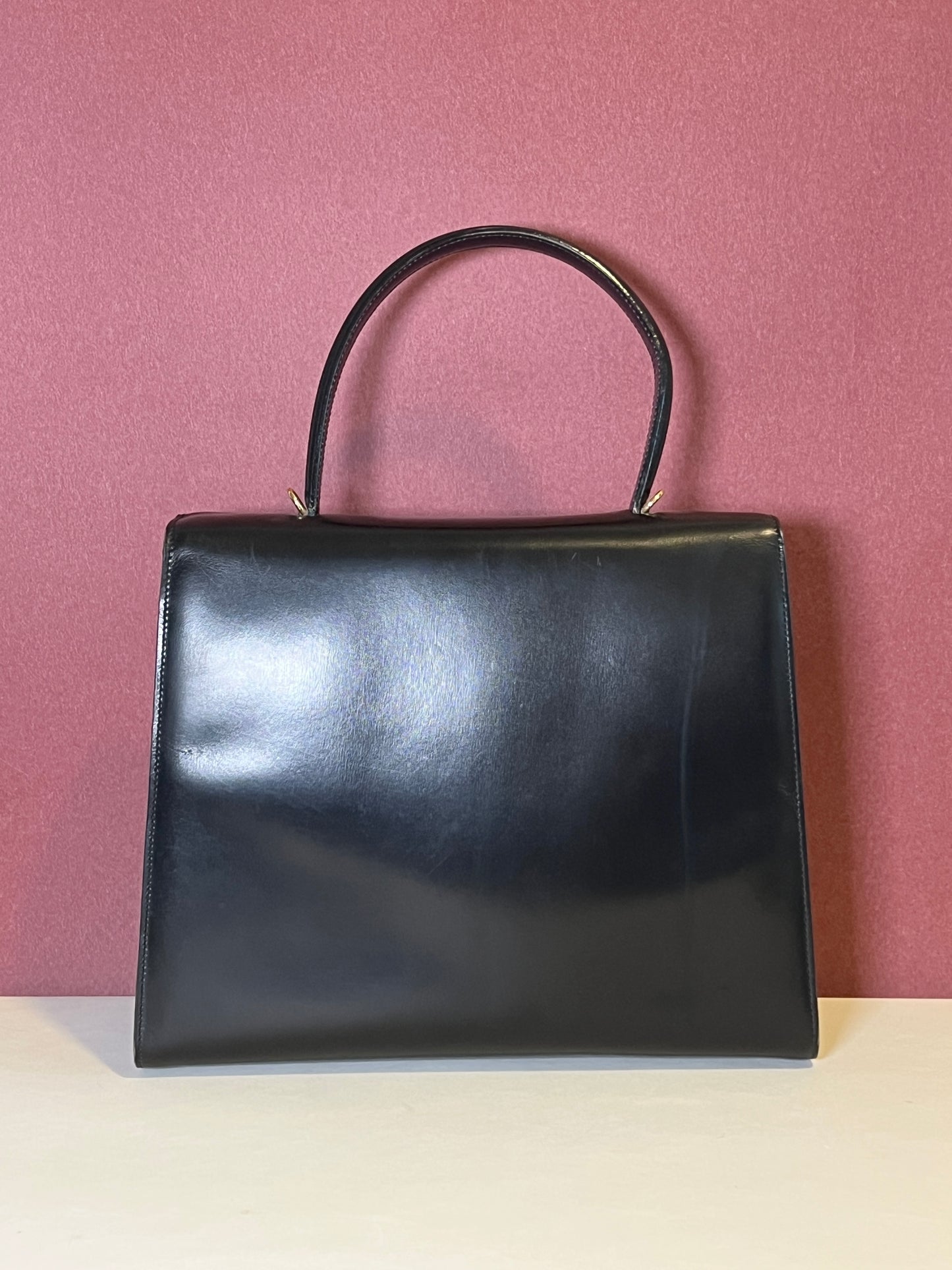 Celine席琳獨特開蓋設計黑色皮革中古手提袋肩背包 日本vintage