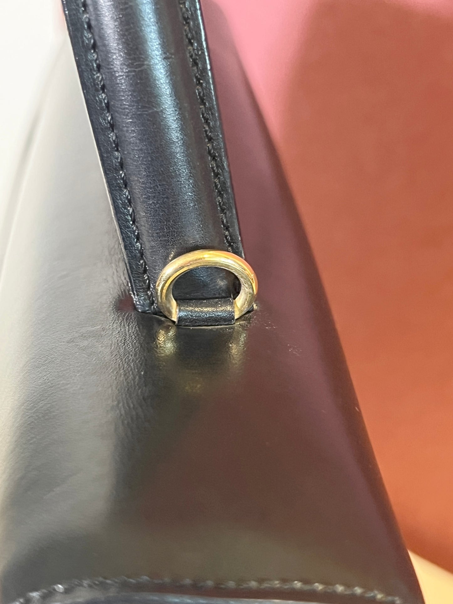 Celine席琳獨特開蓋設計黑色皮革中古手提袋肩背包 日本vintage