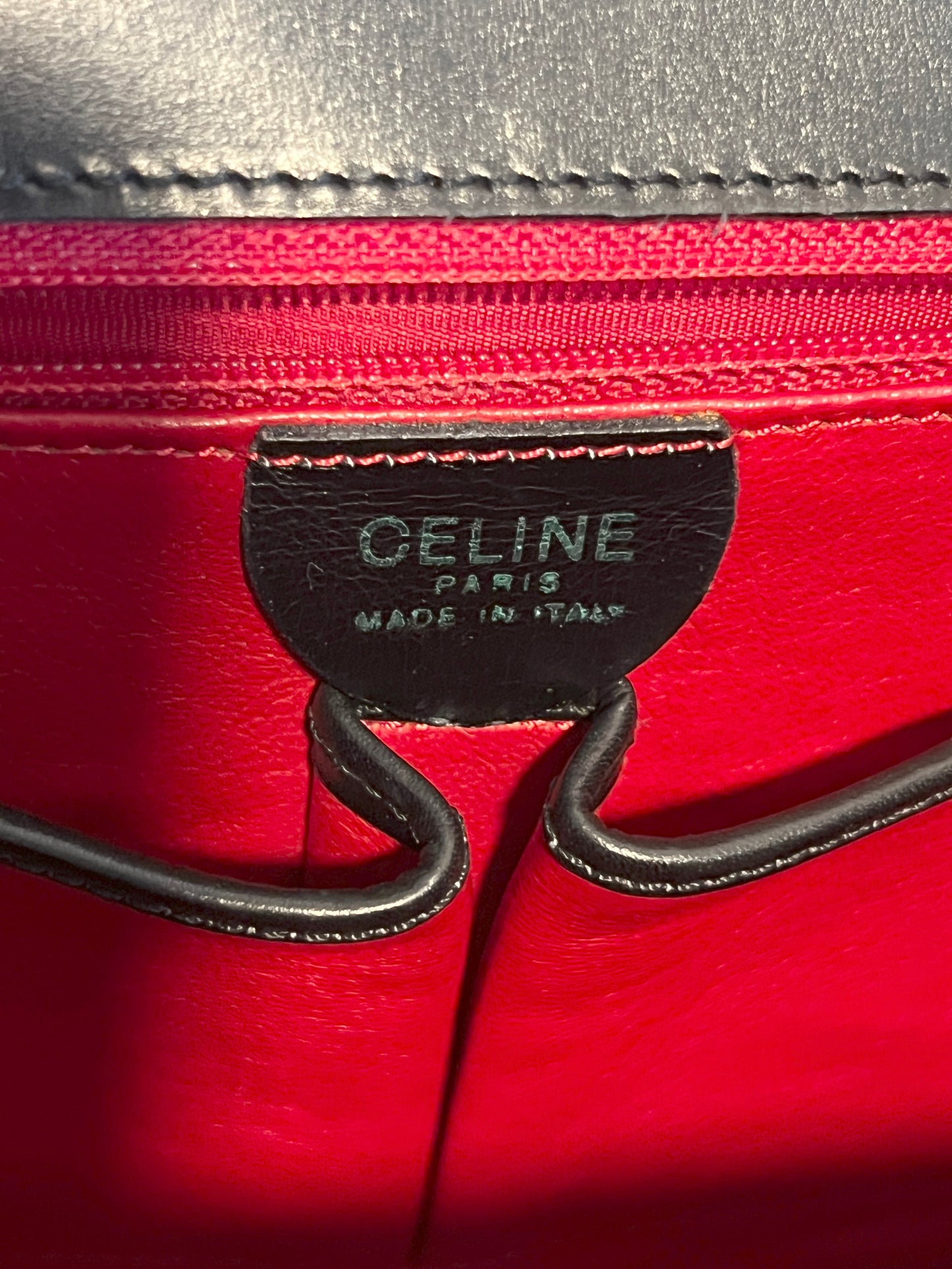 Celine席琳獨特開蓋設計黑色皮革中古手提袋肩背包 日本vintage