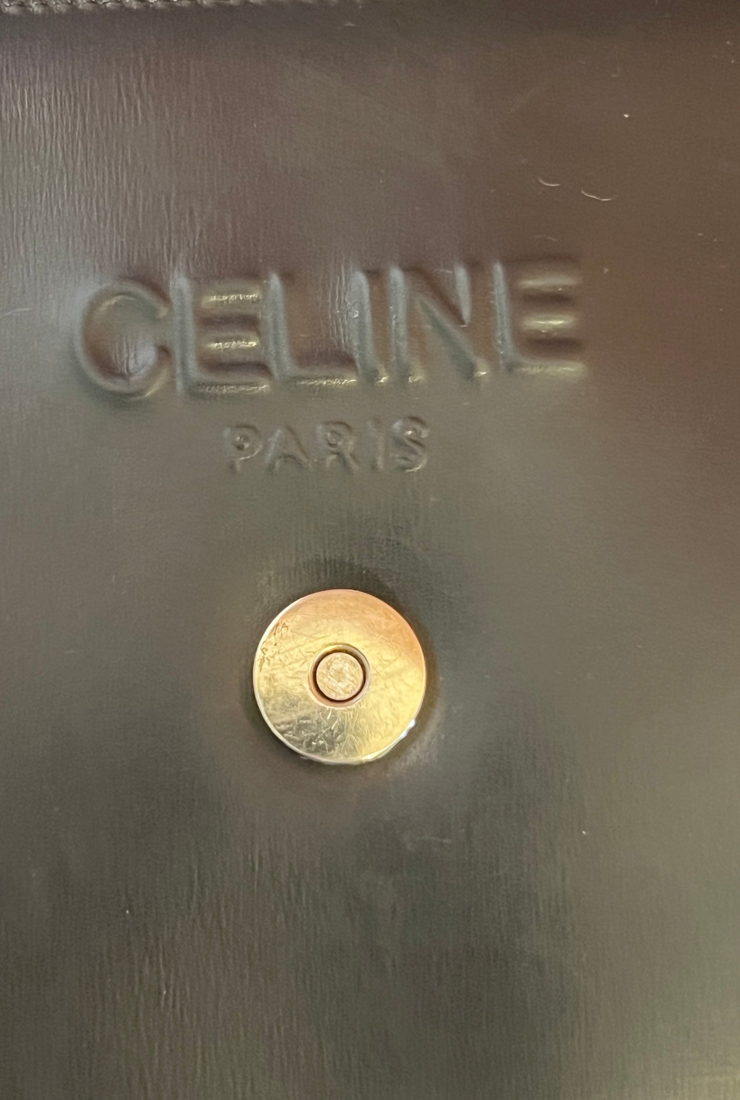 Celine席琳獨特開蓋設計黑色皮革中古手提袋肩背包 日本vintage