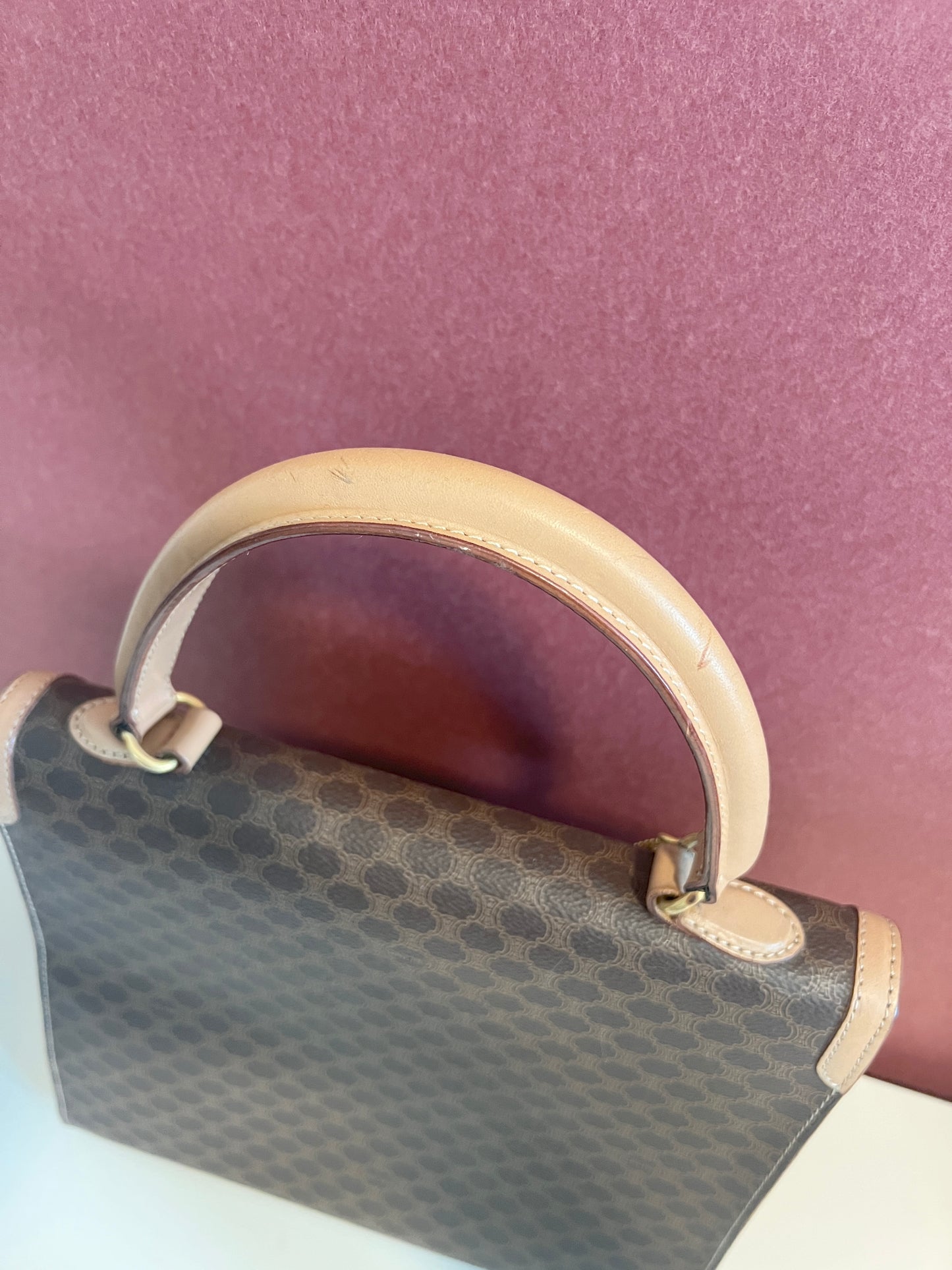 Celine Kelly凱旋門啡色手提包肩背側肩袋 送肩帶 中古vintage