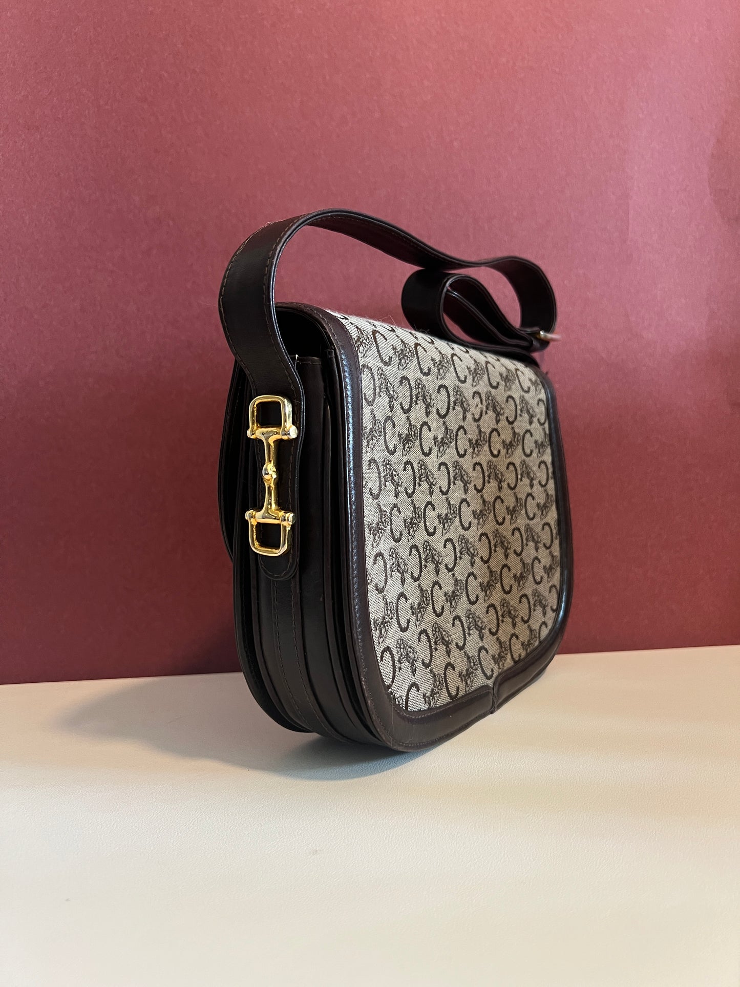 Celine 中古馬車扣啡色腋下包肩背側背斜背袋 日本vintage