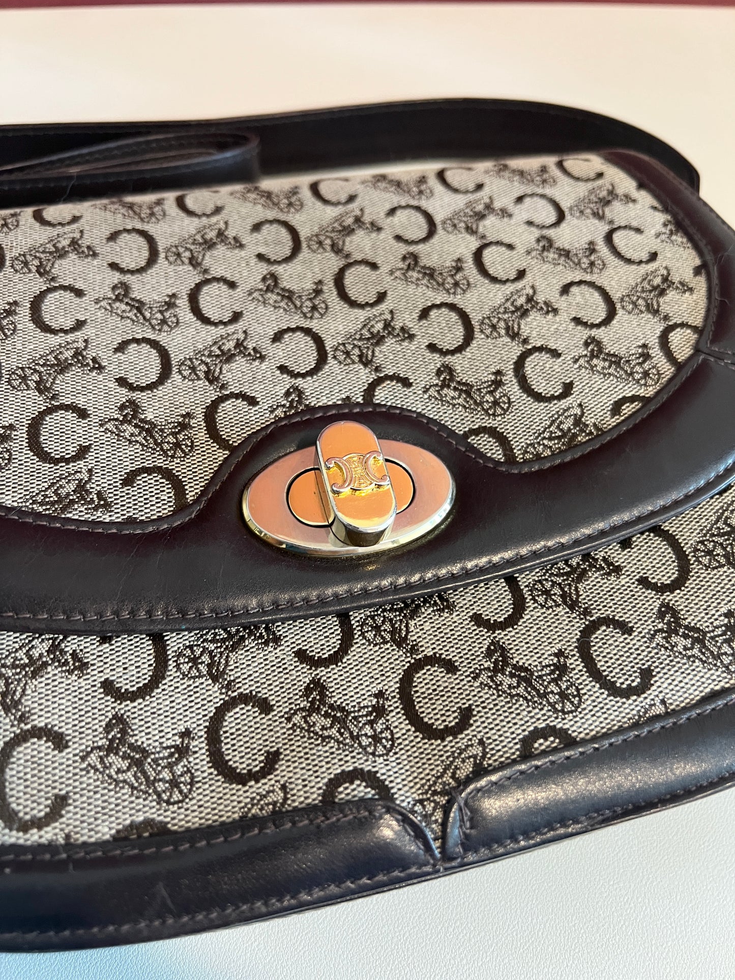 Celine 中古馬車扣啡色腋下包肩背側背斜背袋 日本vintage