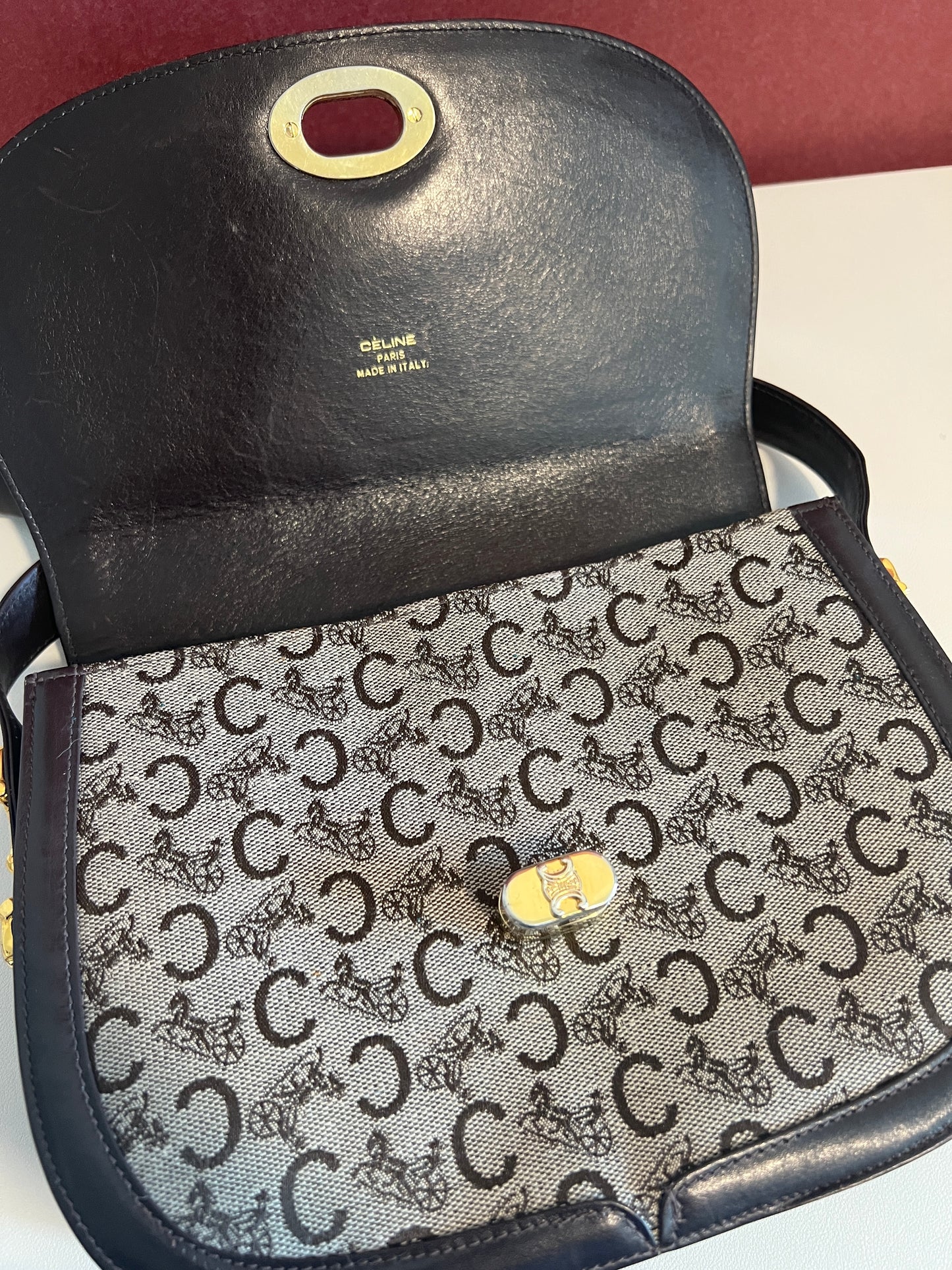 Celine 中古馬車扣啡色腋下包肩背側背斜背袋 日本vintage