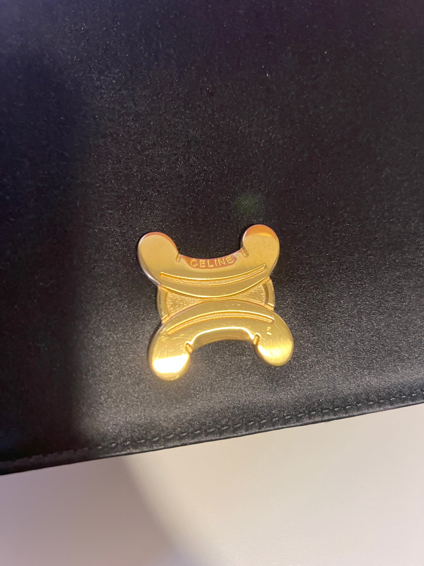 Celine罕有絲絹面黑色肩背側背斜孭手拿包古董袋