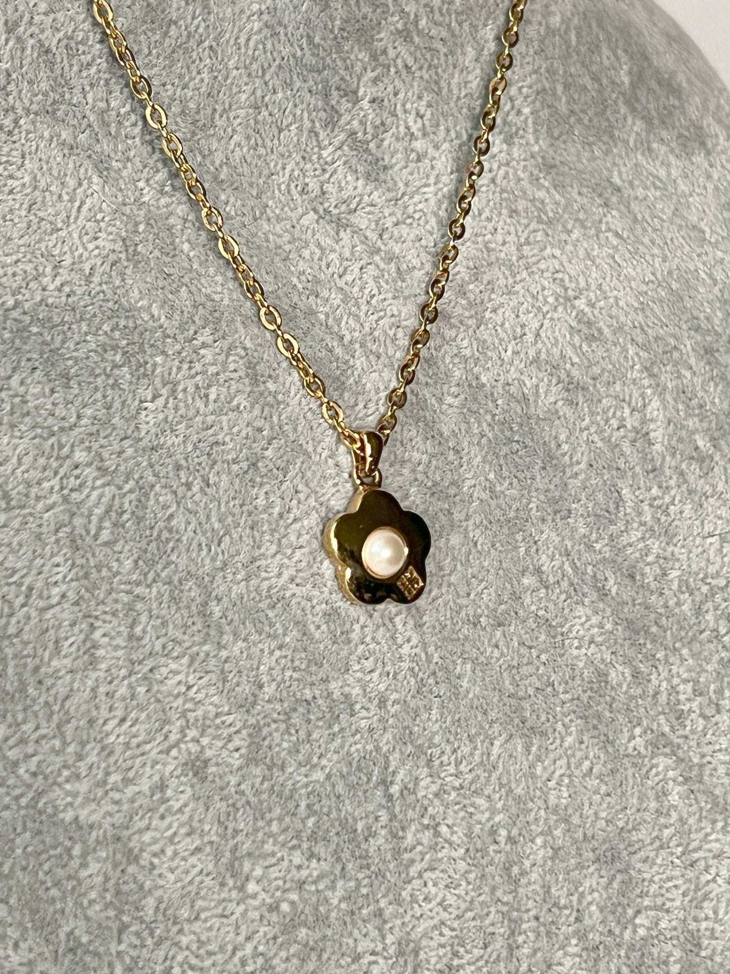 Givenchy絕版珍珠花形金色頸鏈項鏈延長鏈 日本中古Vintage