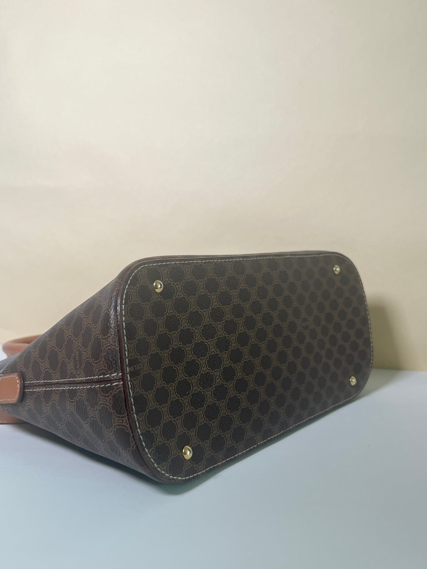 Celine絕版中古凱旋門啡色皮革貝殼包手提斜背包 原裝肩帶 日本Vintage