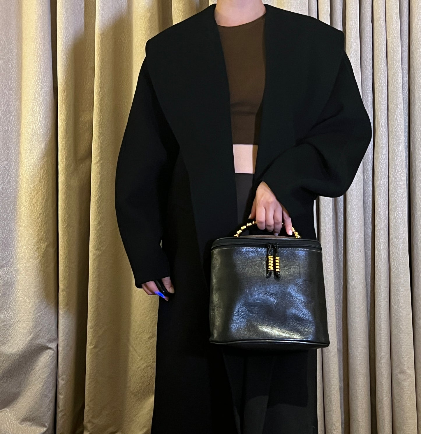 Loewe黑色橢圓蛇骨手提袋肩背包 送肩帶 日本二手Vintage