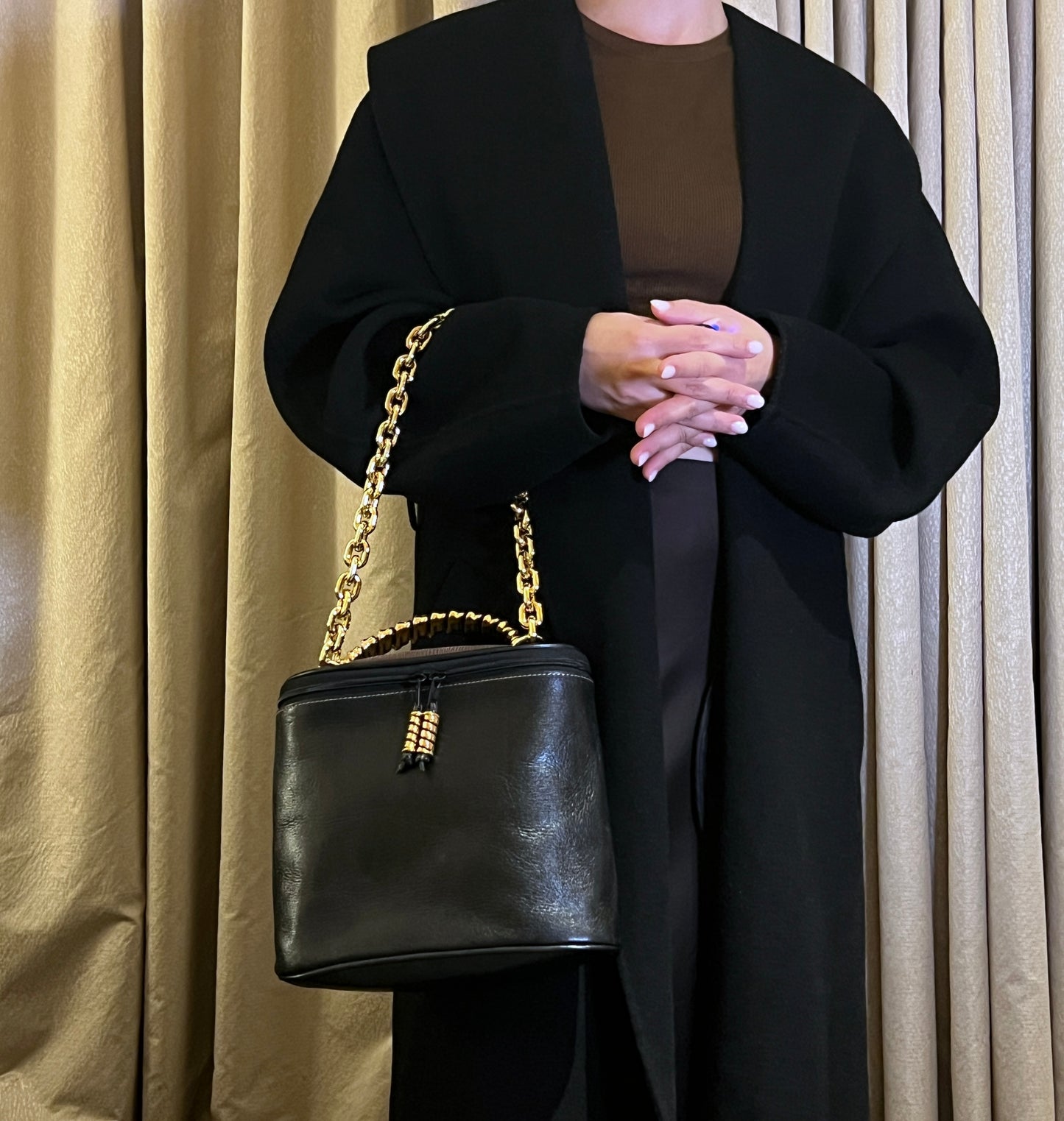 Loewe黑色橢圓蛇骨手提袋肩背包 送肩帶 日本二手Vintage