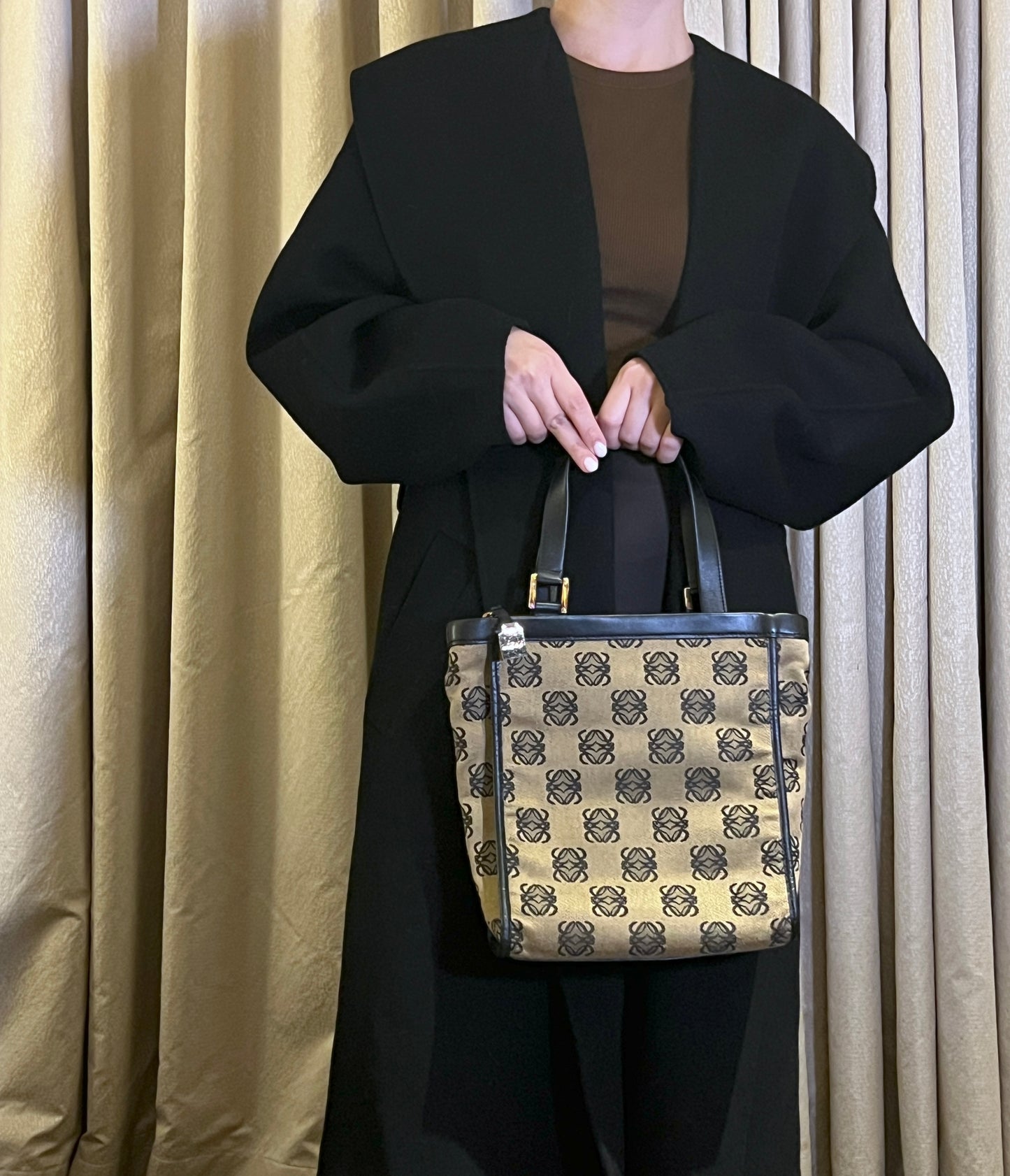 LOEWE稀有小琴譜手提側肩包 贈金屬鏈條肩帶 中古Vintage