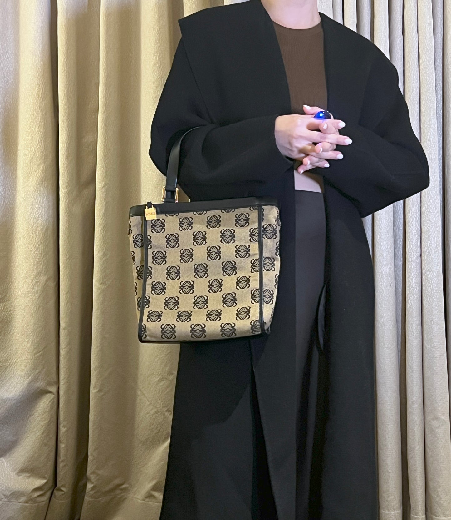 LOEWE稀有小琴譜手提側肩包 贈金屬鏈條肩帶 中古Vintage