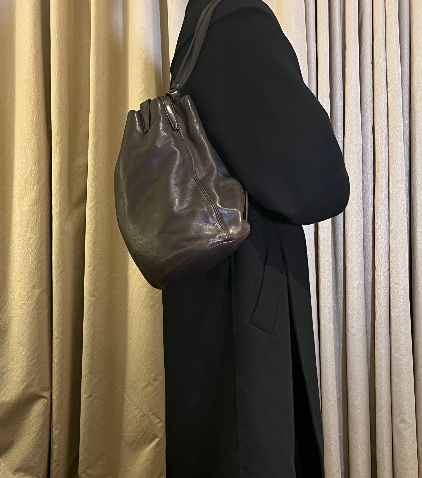 Loewe深啡色軟滑小羊皮背包肩背袋 日本中古二手vintage