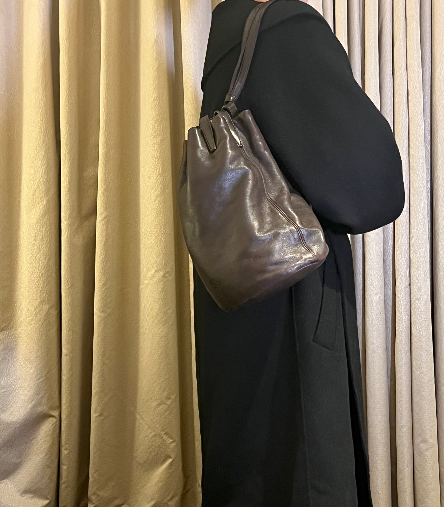 Loewe深啡色軟滑小羊皮背包肩背袋 日本中古二手vintage