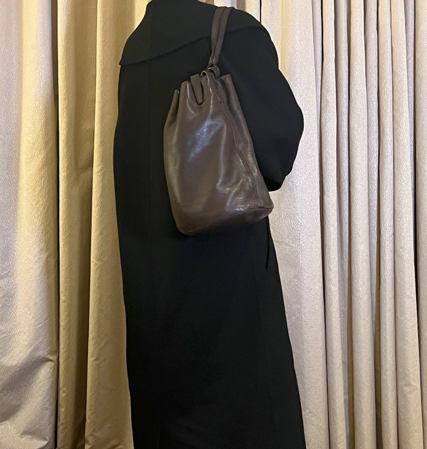 Loewe深啡色軟滑小羊皮背包肩背袋 日本中古二手vintage