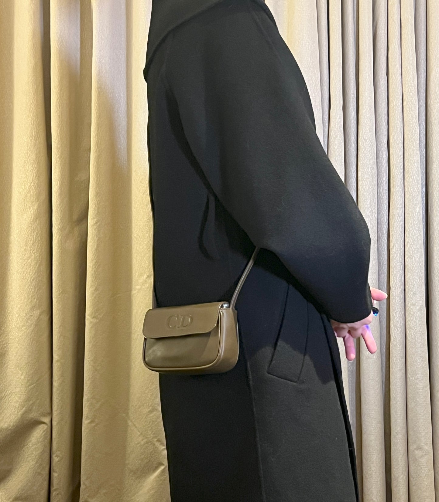 Dior CD橄欖啡綠色皮革斜背袋則肩手提包 中古Vintage