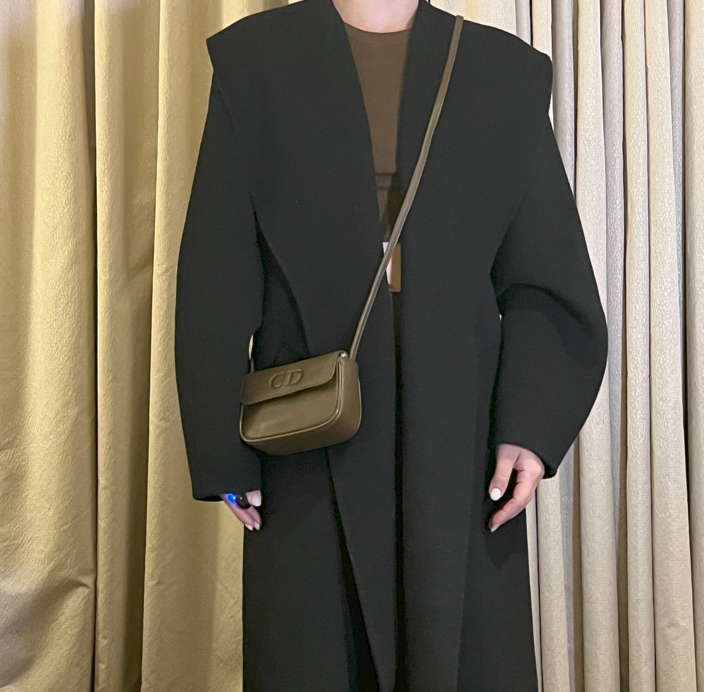 Dior CD橄欖啡綠色皮革斜背袋則肩手提包 中古Vintage