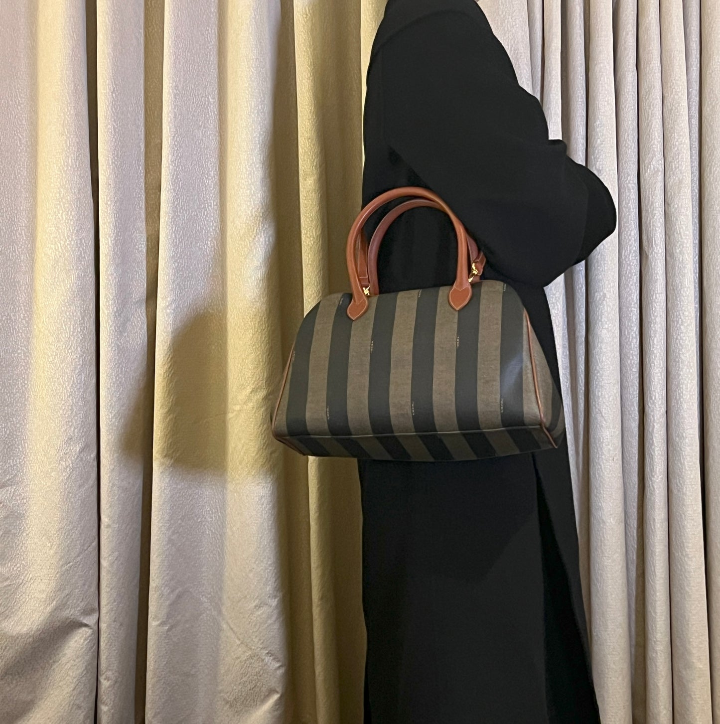 Fendi波士頓斜揹手提肩背包 原裝肩帶 皮革品牌拉鍊