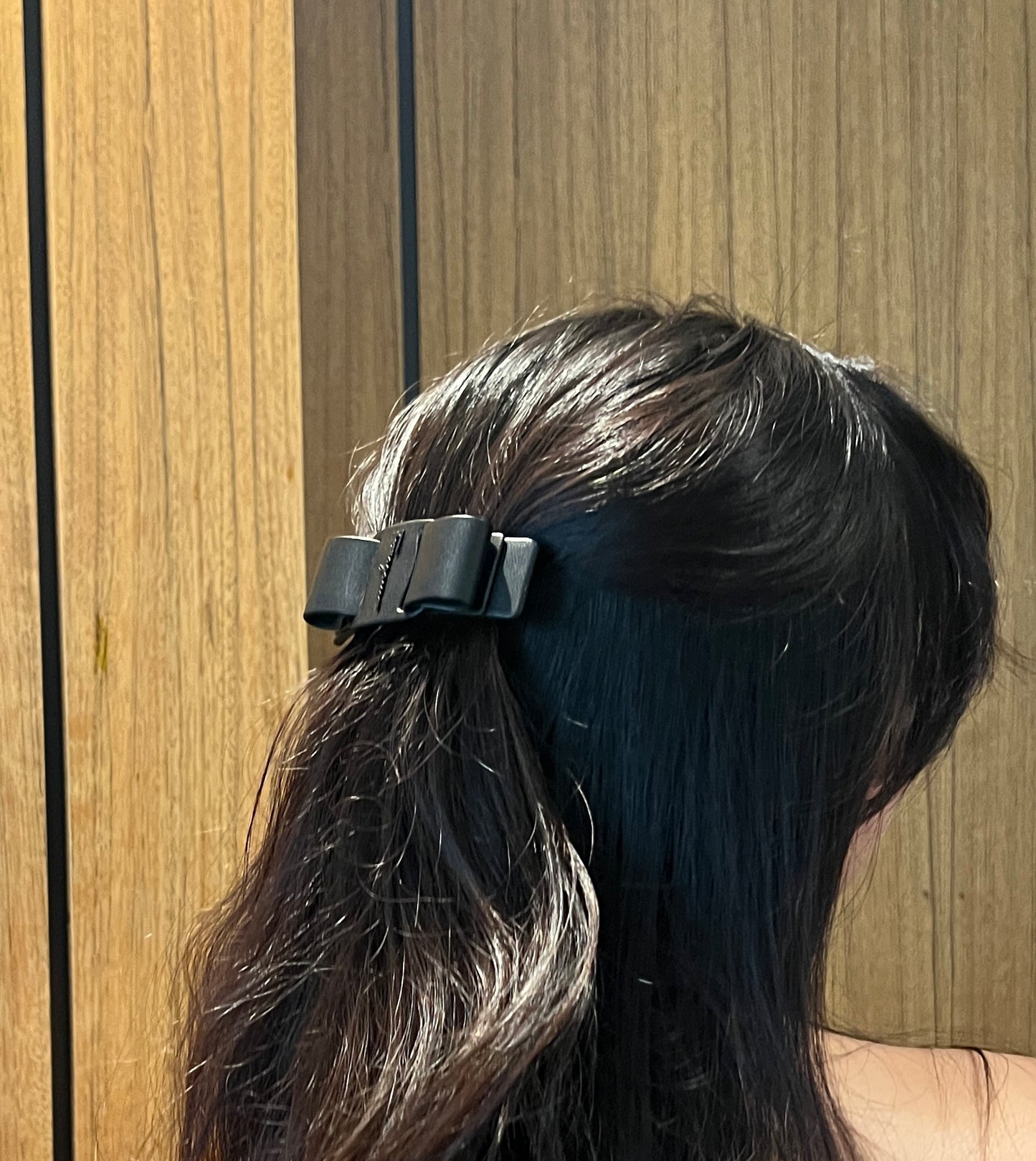Ferragamo皮革蝴蝶結氣質髮夾 原裝盒塵袋 日本中古二手vintage