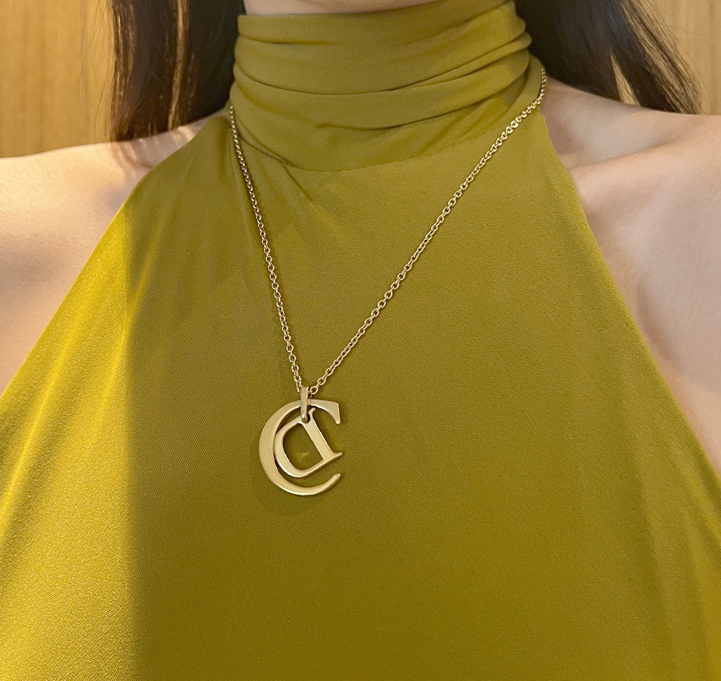 Dior CD水鑽頸鏈項鏈 情人節禮物 附飾物盒 日本中古Vintage