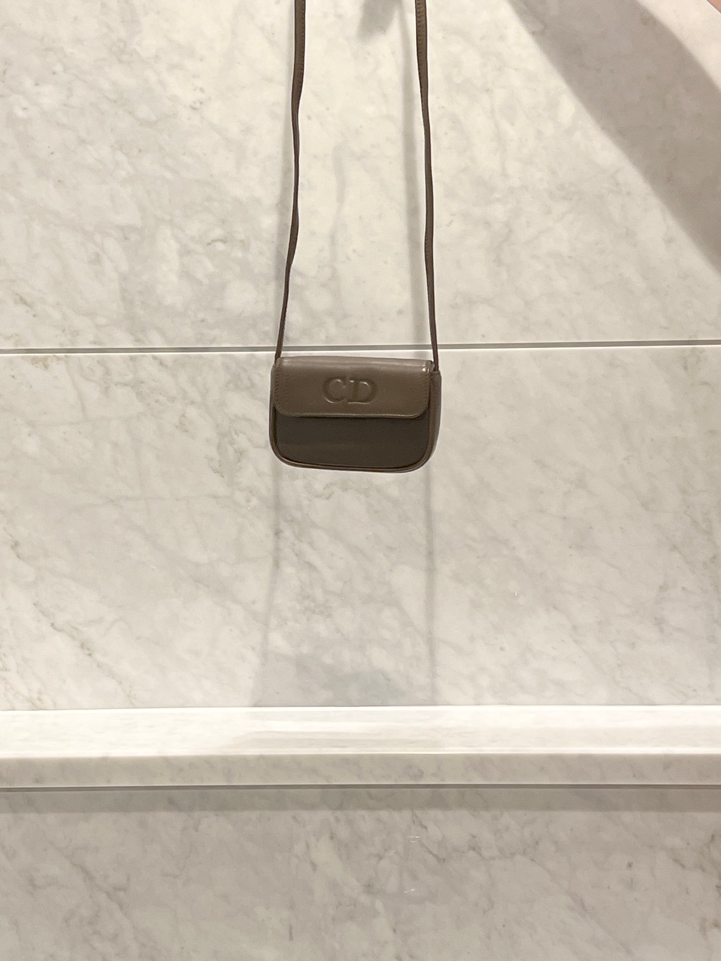 Dior CD橄欖啡綠色皮革斜背袋則肩手提包 中古Vintage