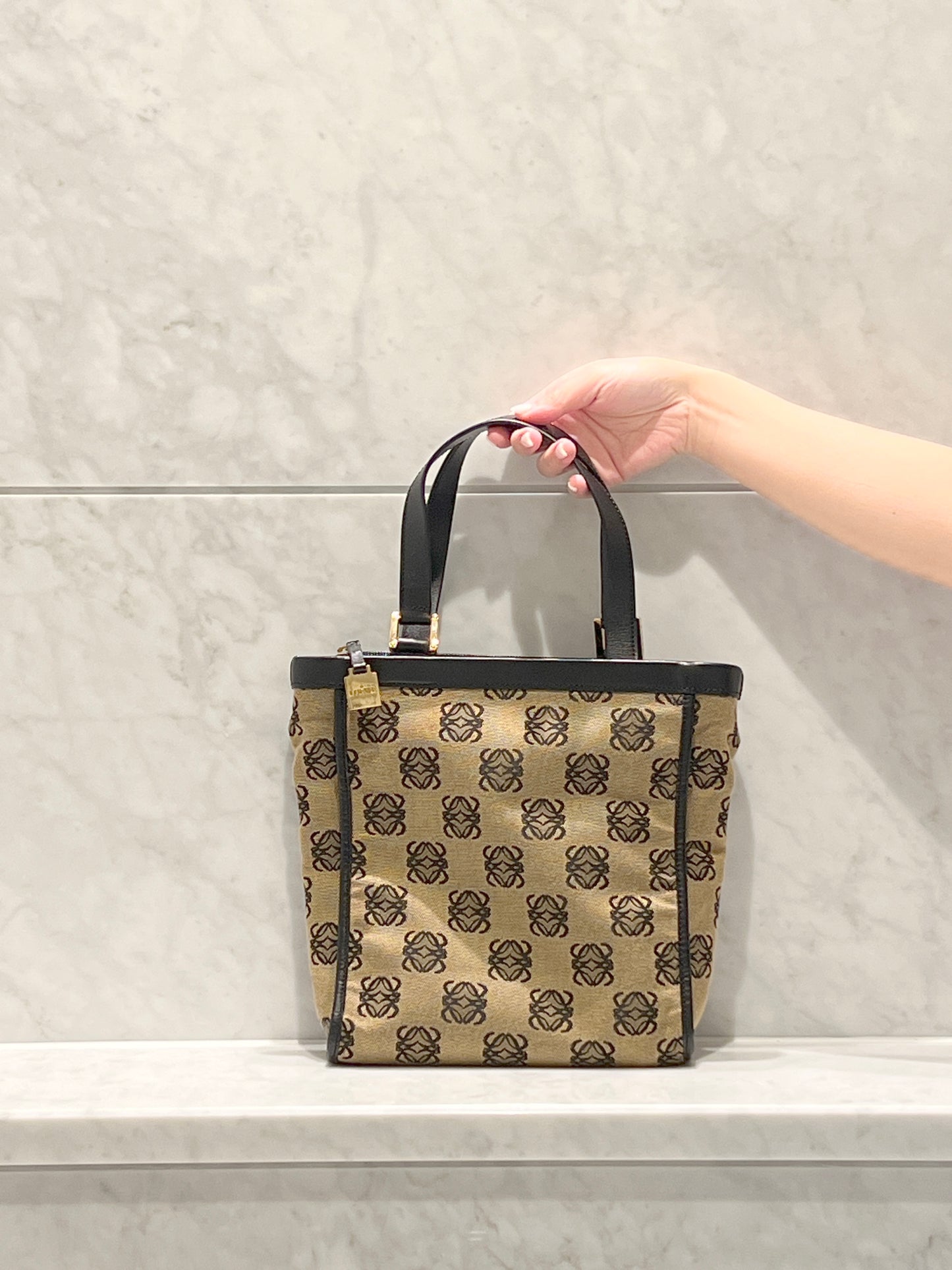 LOEWE稀有小琴譜手提側肩包 贈金屬鏈條肩帶 中古Vintage