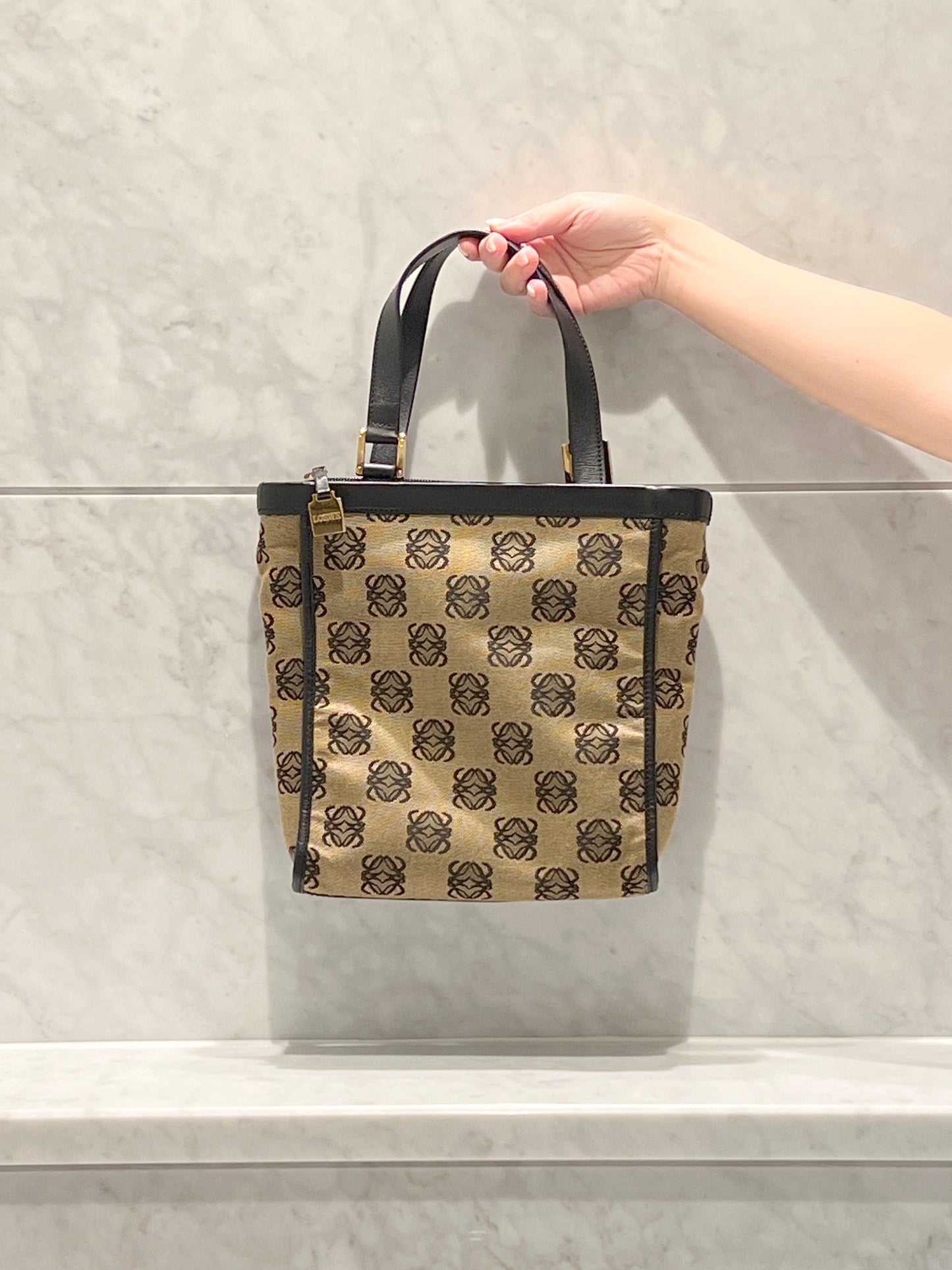 LOEWE稀有小琴譜手提側肩包 贈金屬鏈條肩帶 中古Vintage