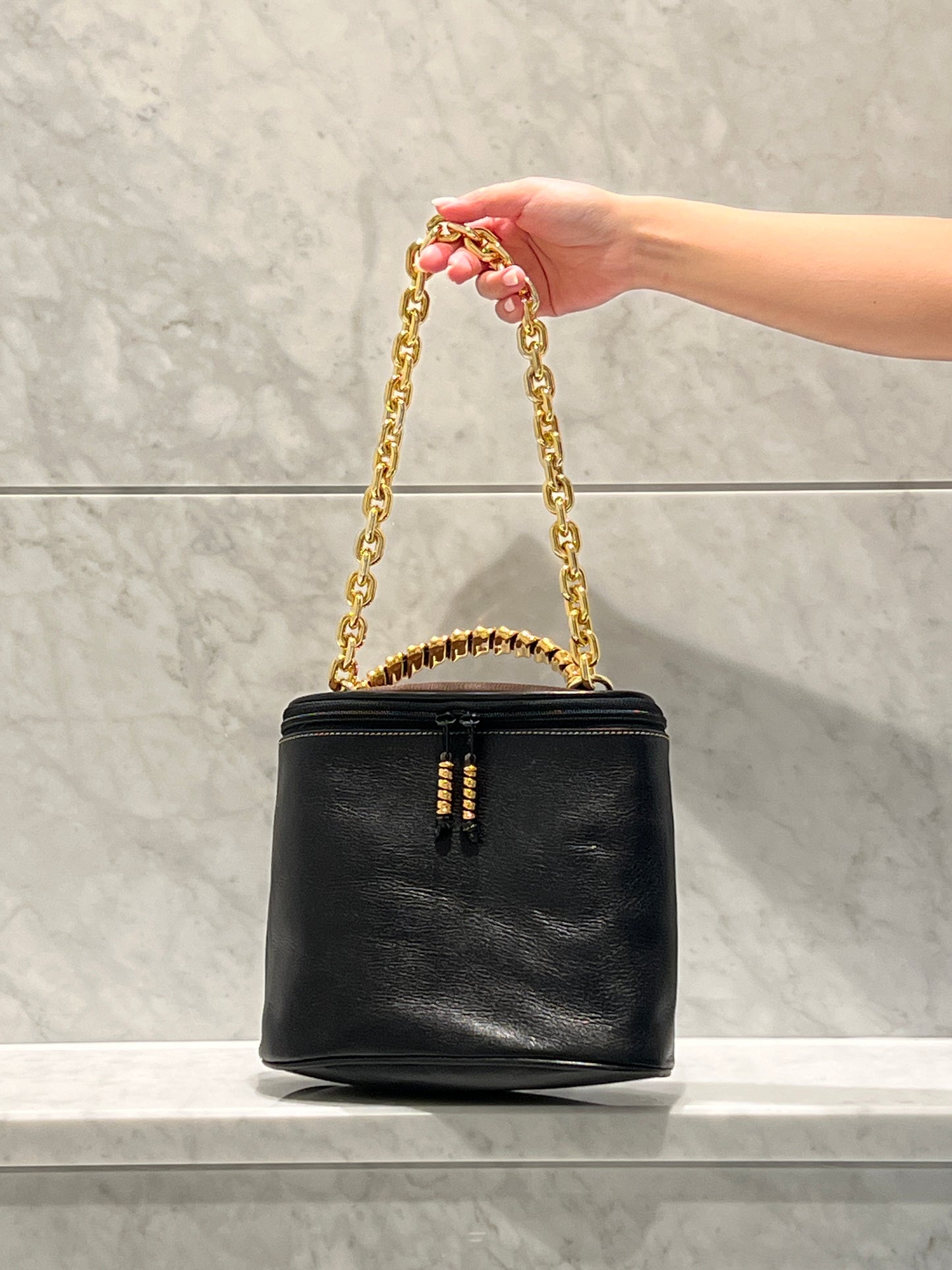 Loewe黑色橢圓蛇骨手提袋肩背包 送肩帶 日本二手Vintage
