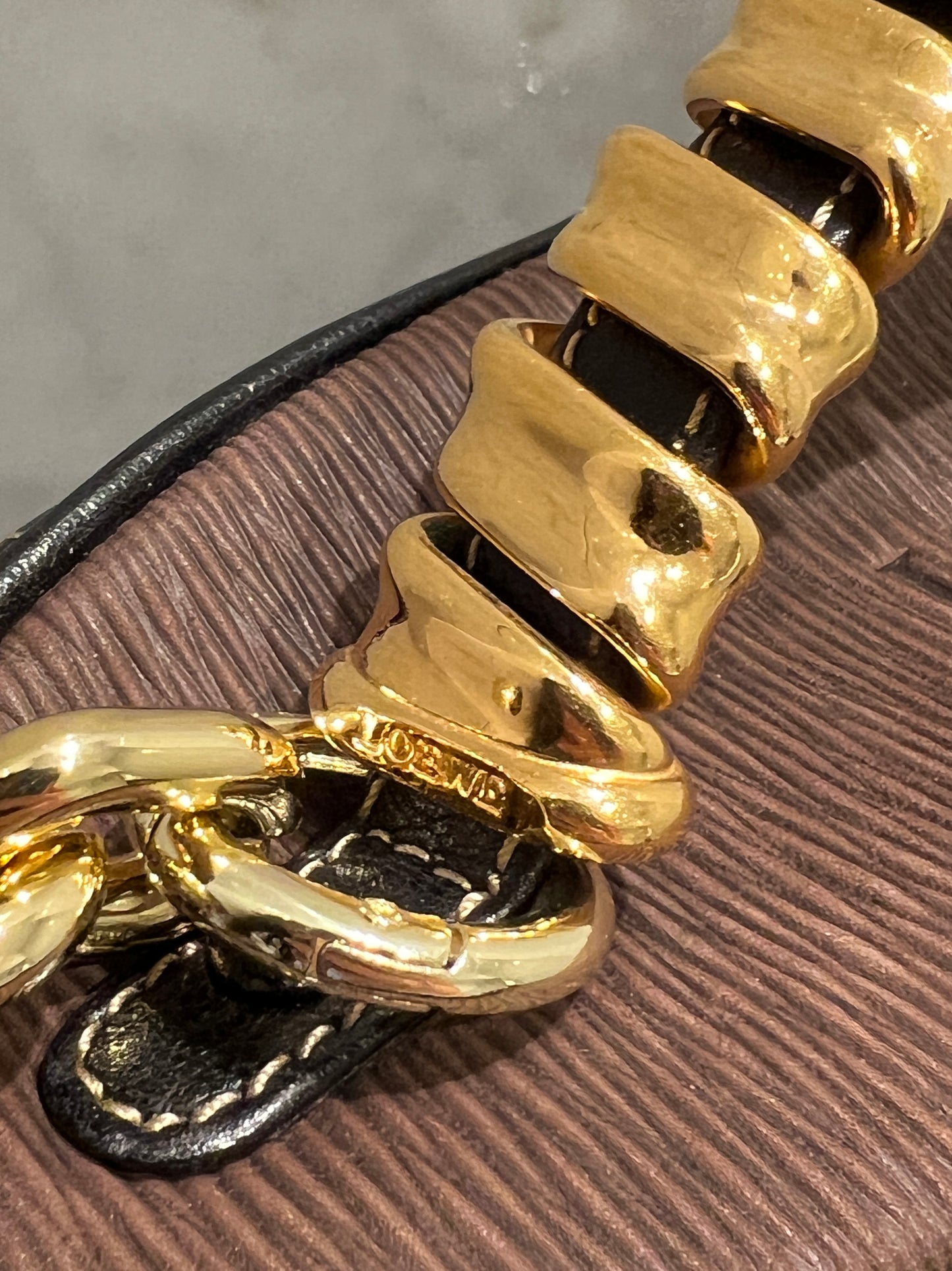 Loewe黑色橢圓蛇骨手提袋肩背包 送肩帶 日本二手Vintage