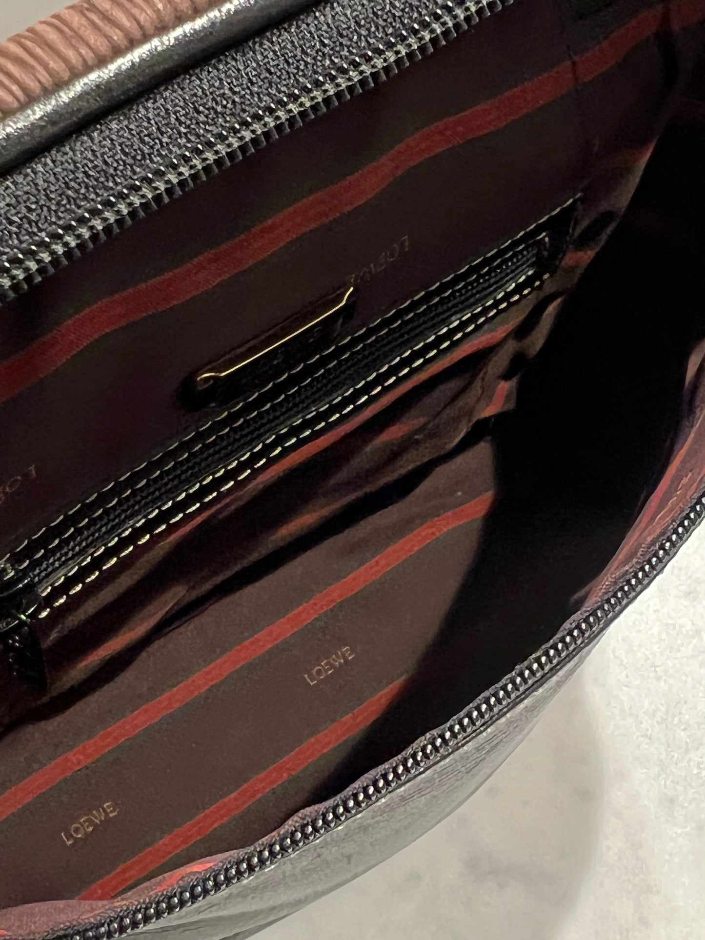 Loewe黑色橢圓蛇骨手提袋肩背包 送肩帶 日本二手Vintage