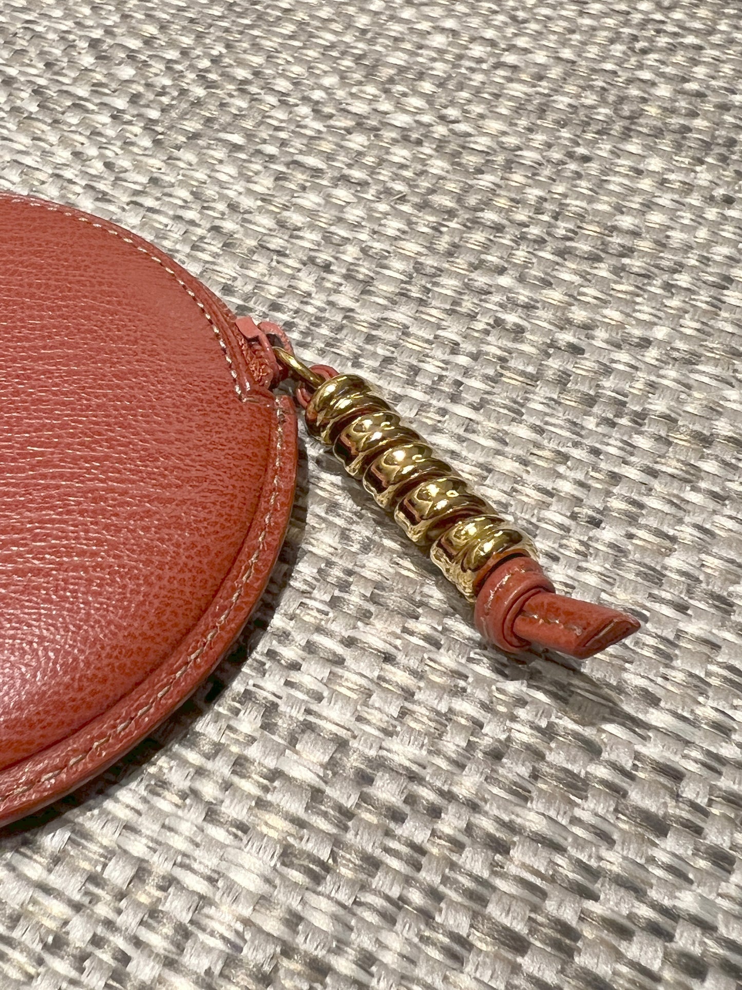 Loewe紅色紋理圓形蛇骨散子零錢包 日本中古二手Vintage