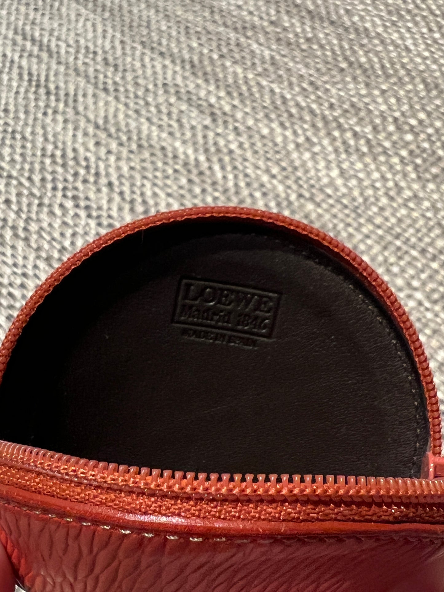 Loewe紅色紋理圓形蛇骨散子零錢包 日本中古二手Vintage
