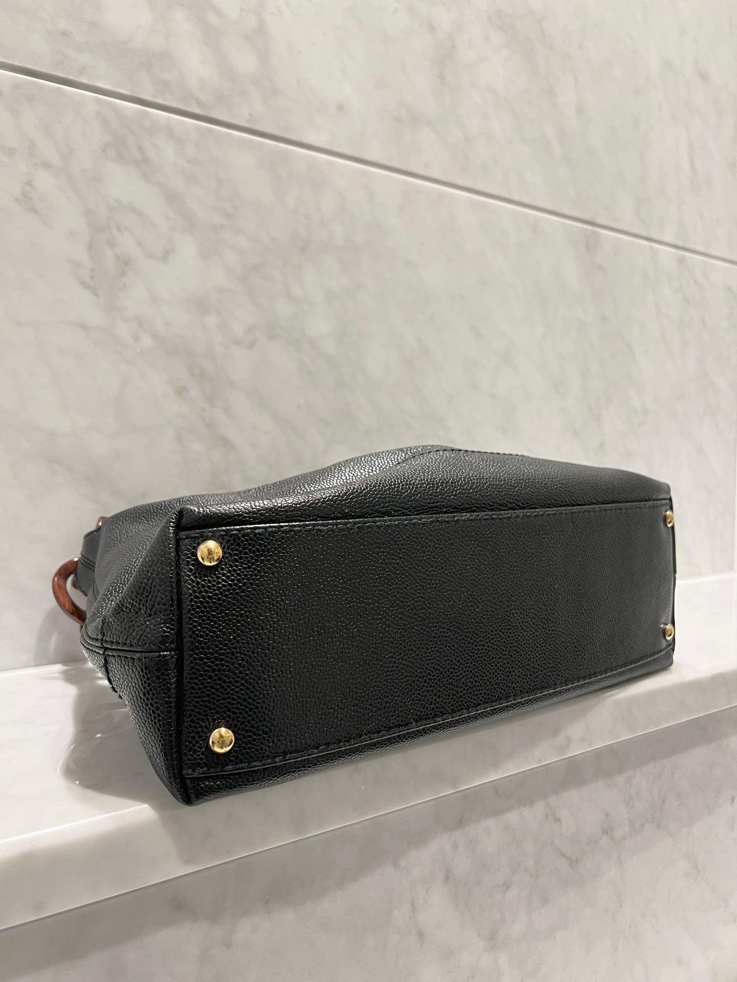 Chanel hobo木連接黑色手袋肩側背包 有卡貼 絕版稀有中古美品