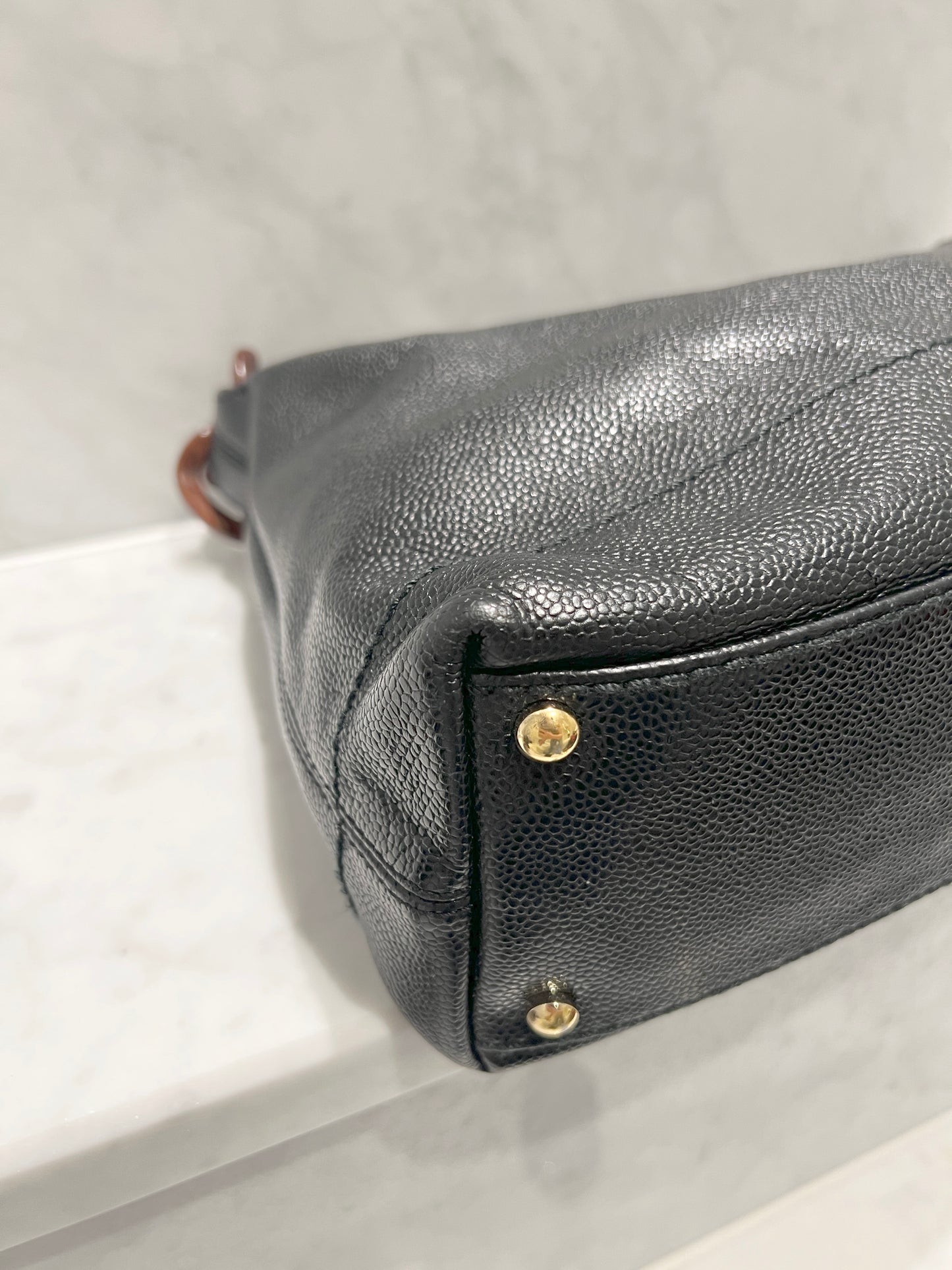 Chanel hobo木連接黑色手袋肩側背包 有卡貼 絕版稀有中古美品