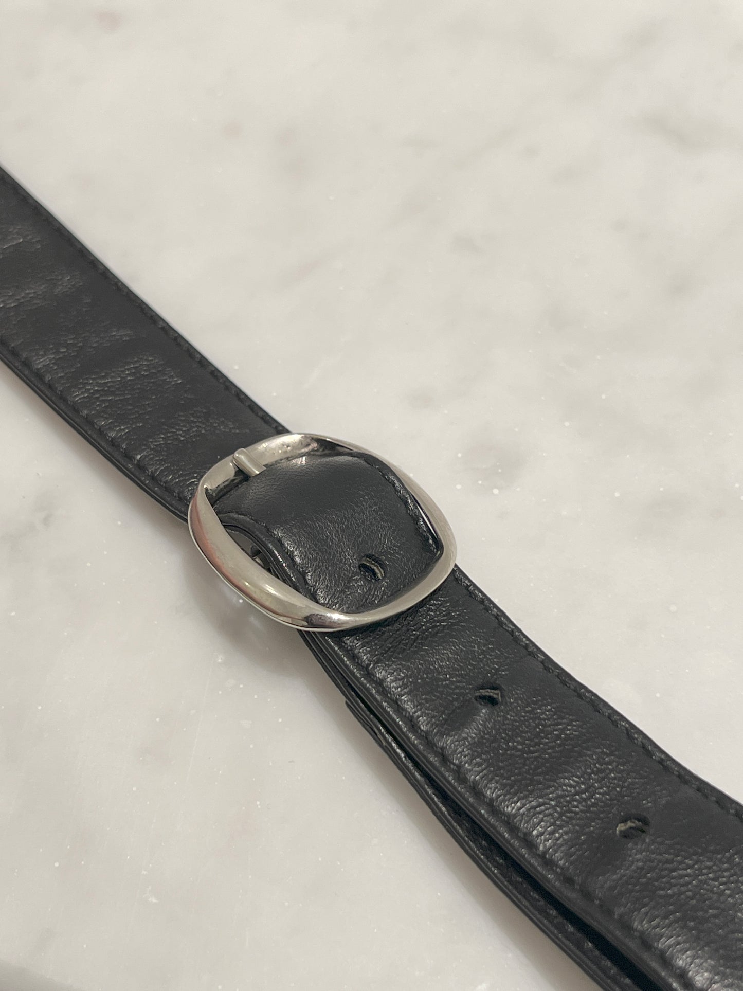 Loewe Flamenco黑色羊皮斜挎單肩束繩袋束口肩背包 日本中古美品