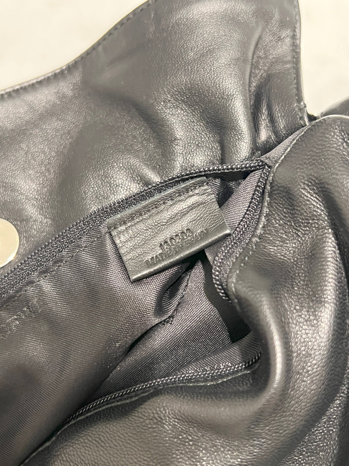 Loewe Flamenco黑色羊皮斜挎單肩束繩袋束口肩背包 日本中古美品