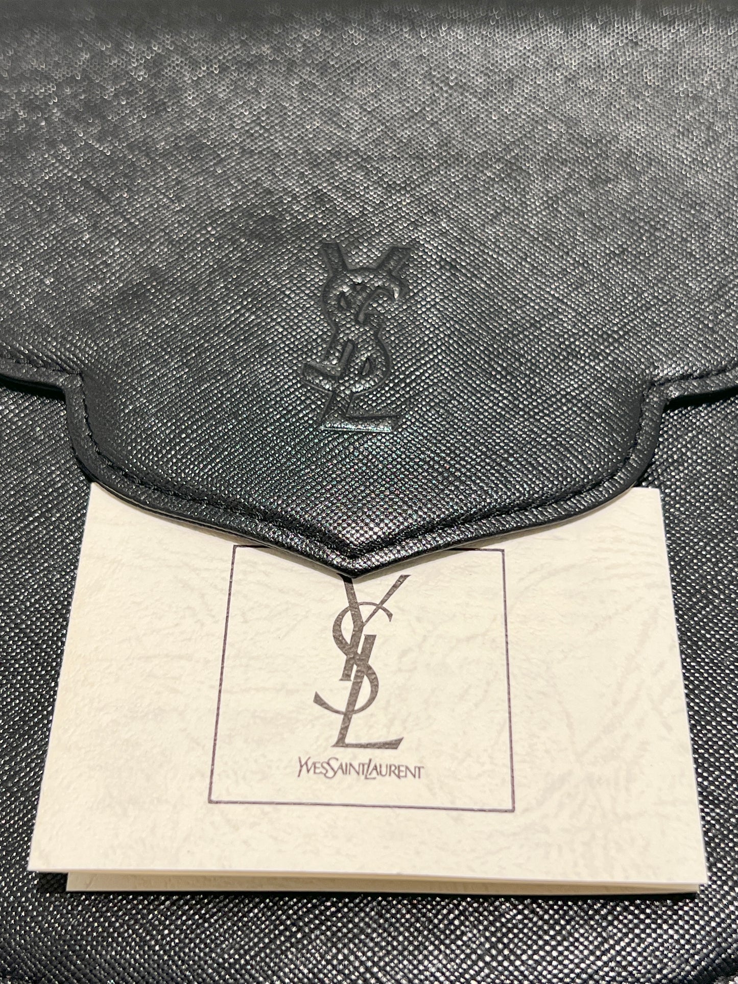 YSL稀有中古黑色十字紋風琴腋下肩背側肩手提包 可調節肩帶 日本vintage