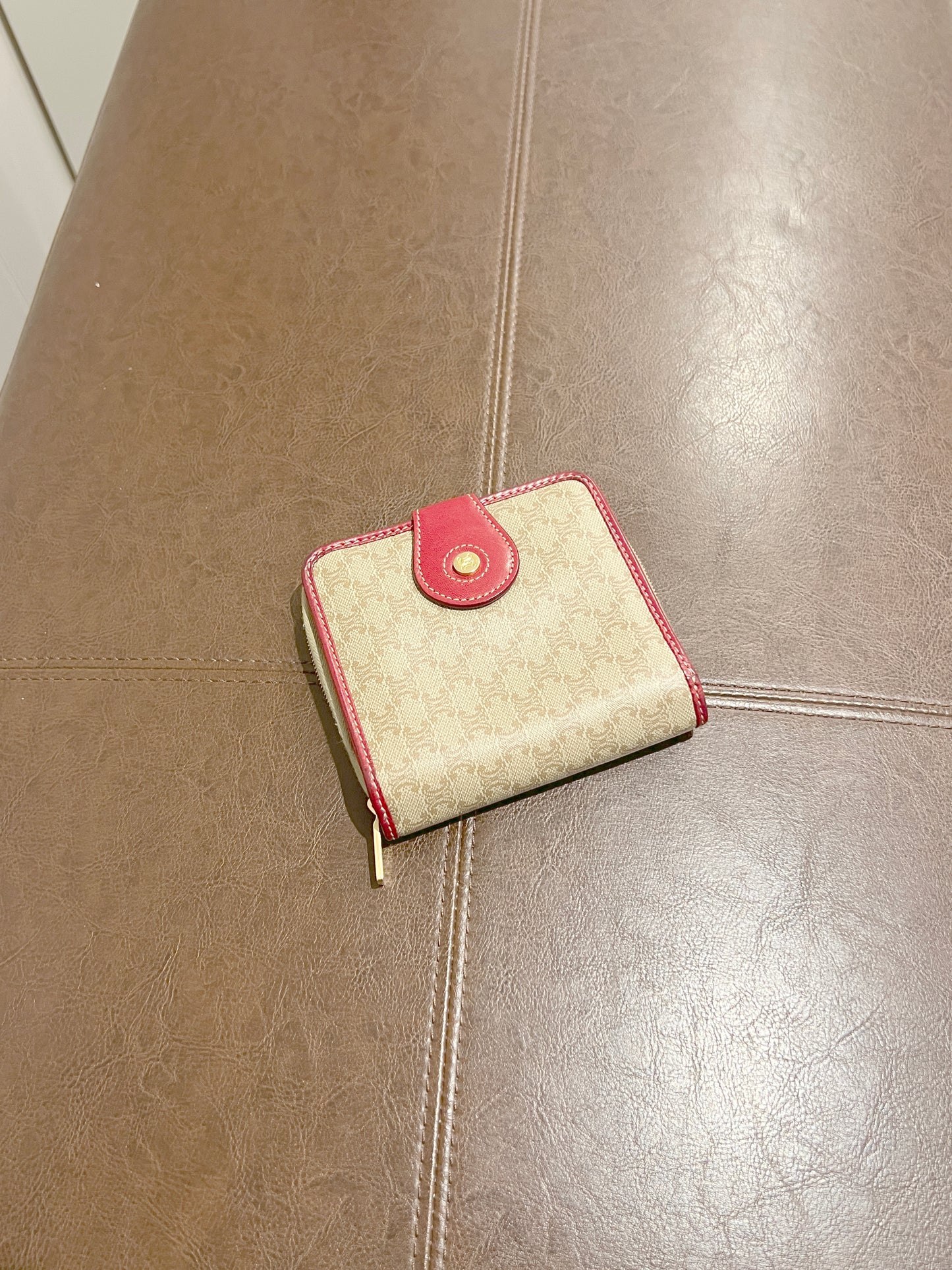 Celine凱旋門啡色紅色零錢散子短錢包 日本中古二手Vintage