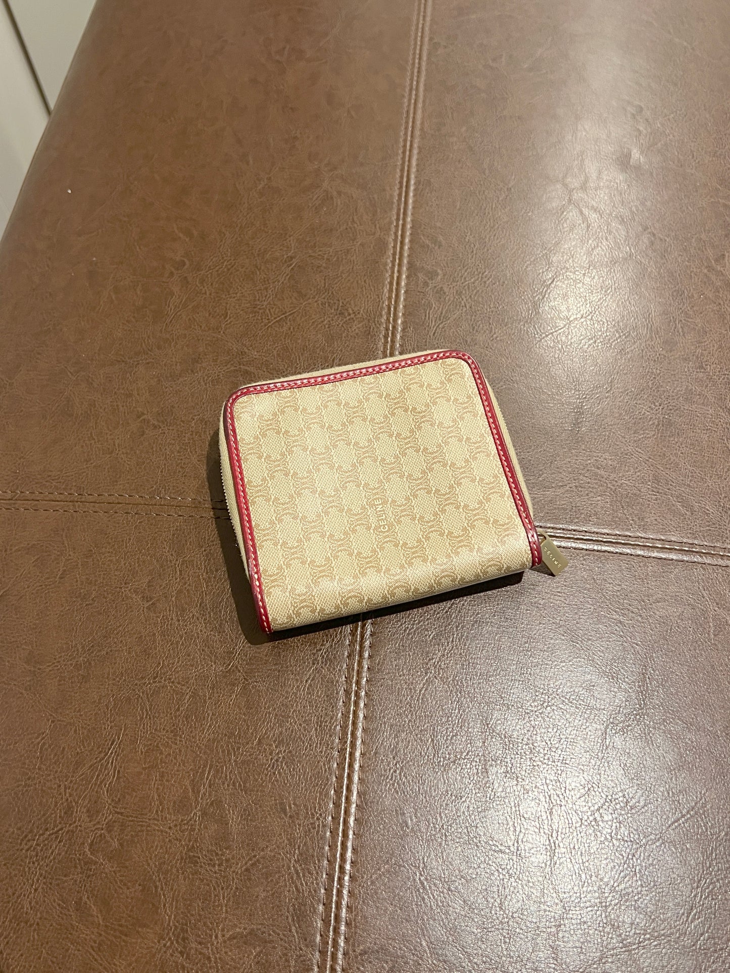 Celine凱旋門啡色紅色零錢散子短錢包 日本中古二手Vintage