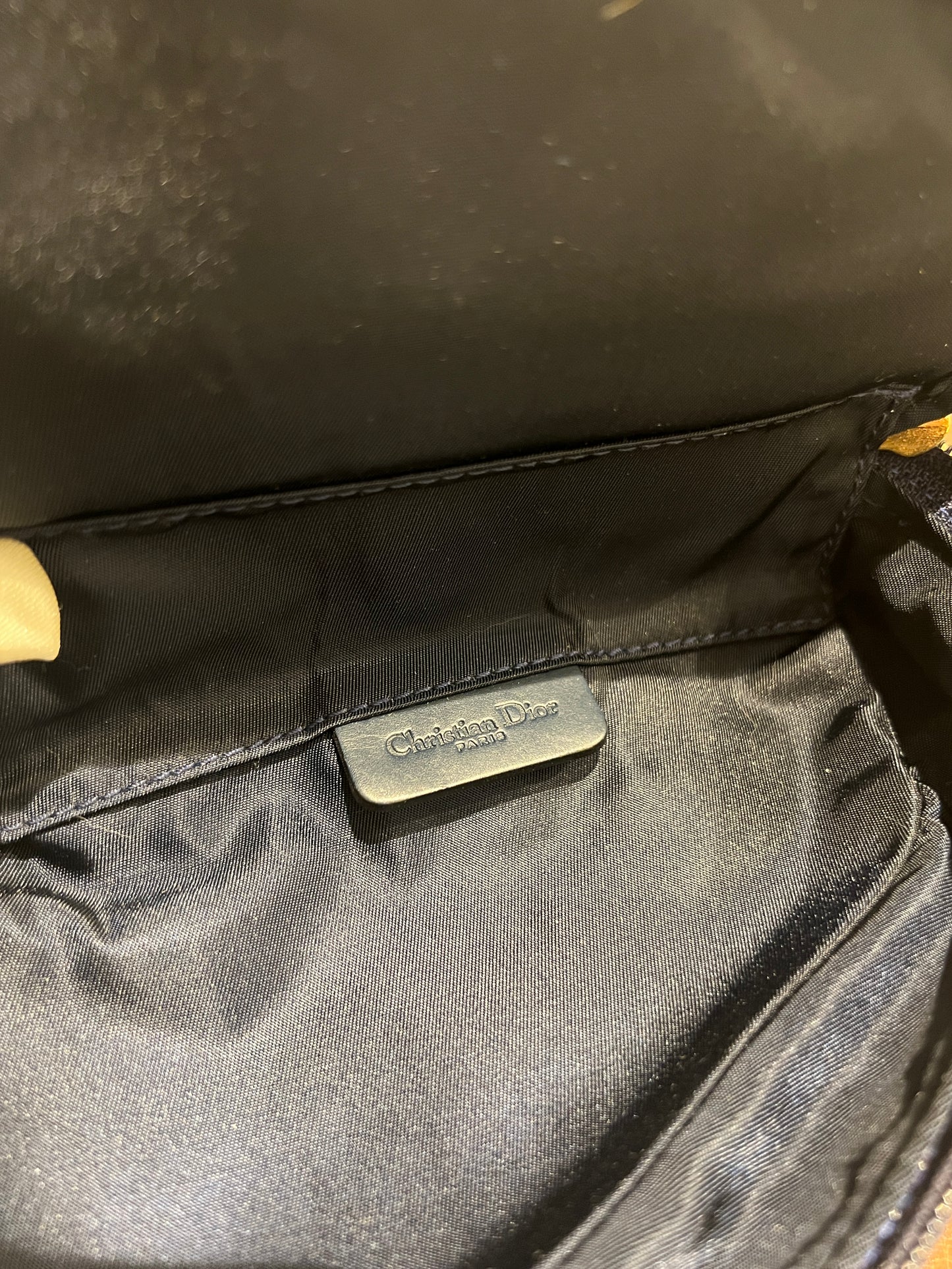 Dior Oblique Saddle藍色老花小馬鞍側背包 肩帶珍珠配飾手提鏈