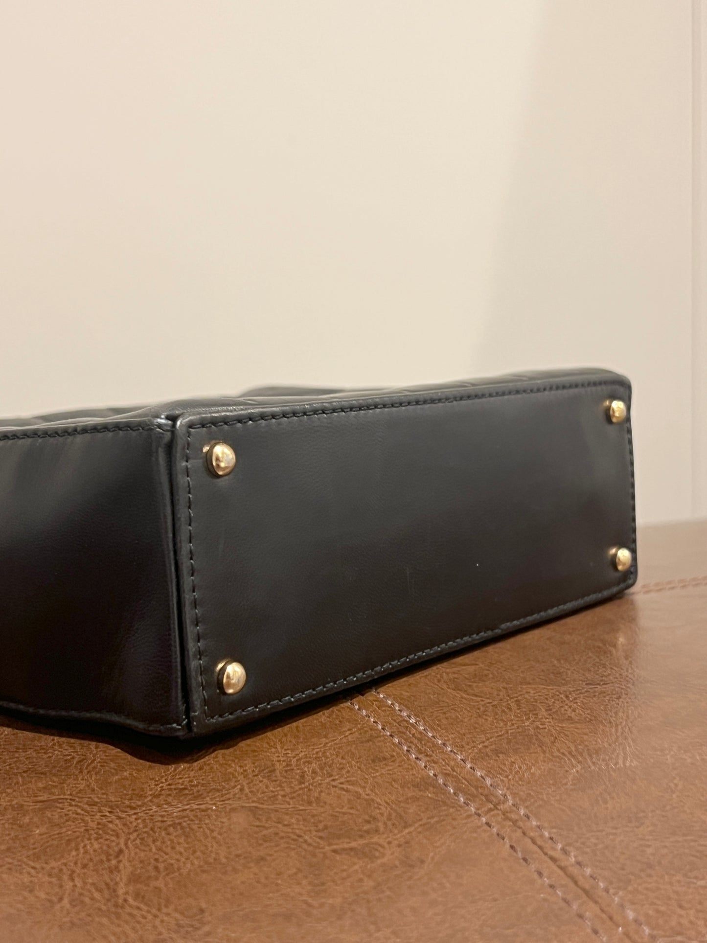 2000-2002 CHANEL中古黑色方形冰格肩背手提包 肩帶可調節 有貼