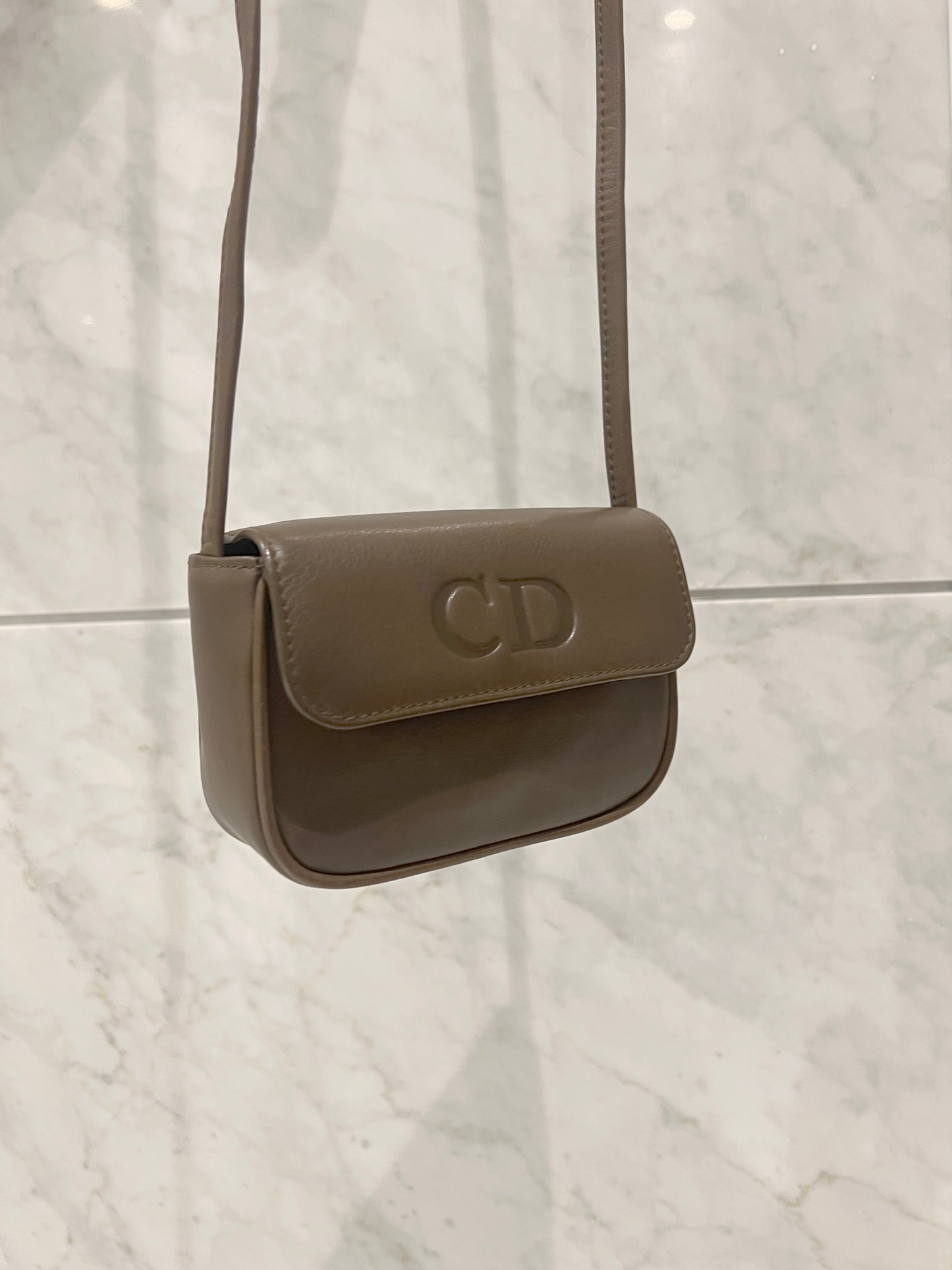 Dior CD橄欖啡綠色皮革斜背袋則肩手提包 中古Vintage